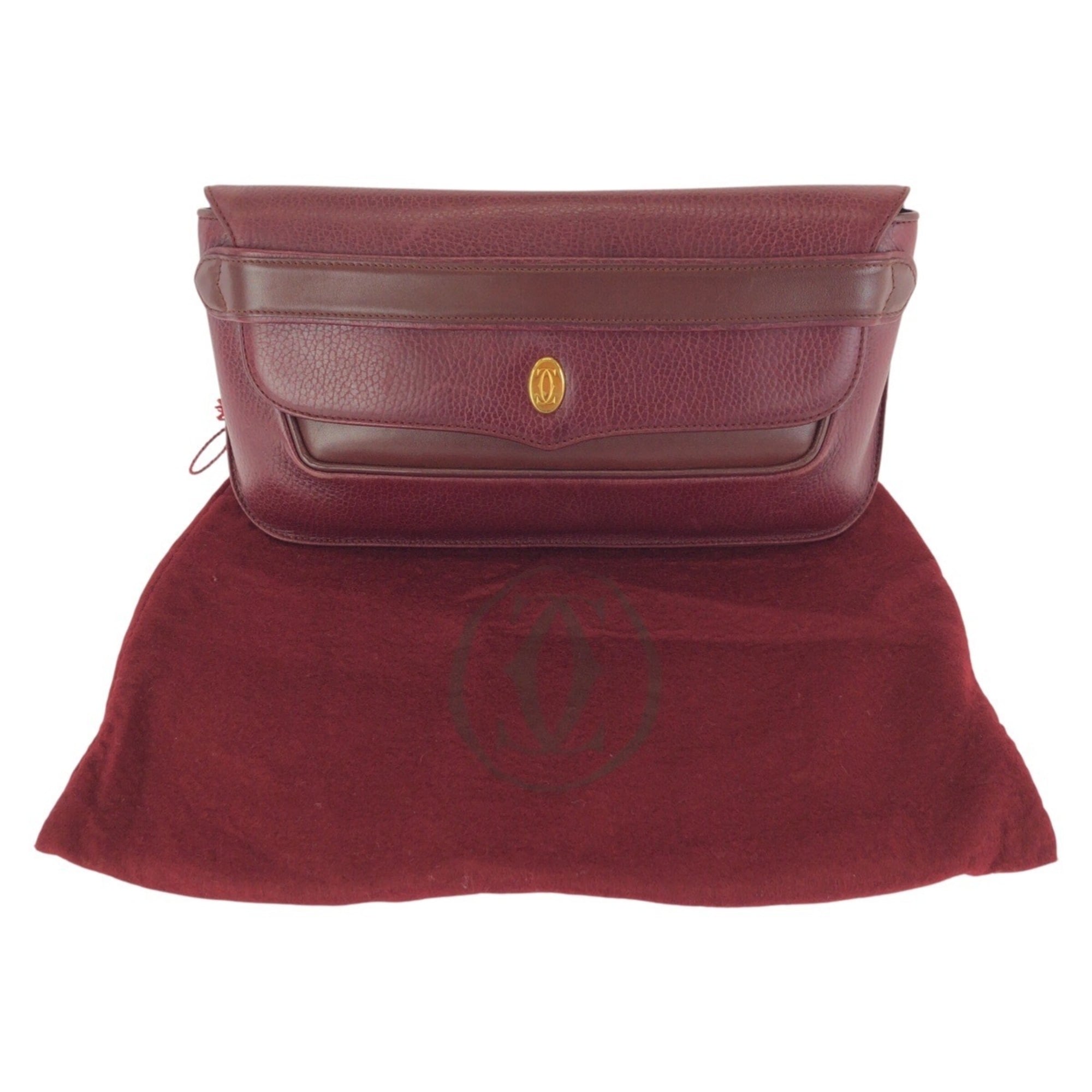 Cartier Bordeaux Wine Red Leather Clutch Bag (Pre-Owned)