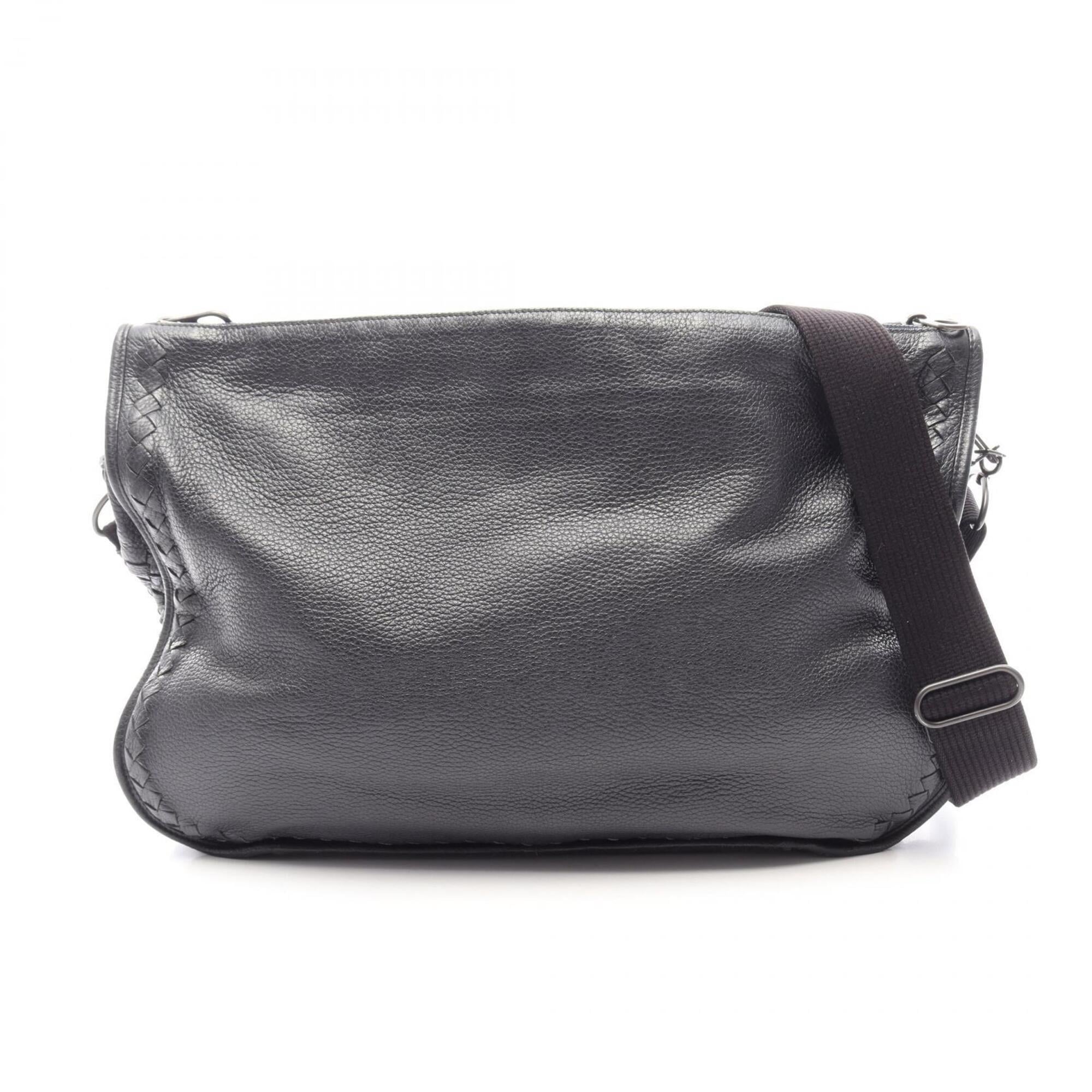 Bottega Veneta Black Leather Handbag Shoulder Bag (Pre-Owned)