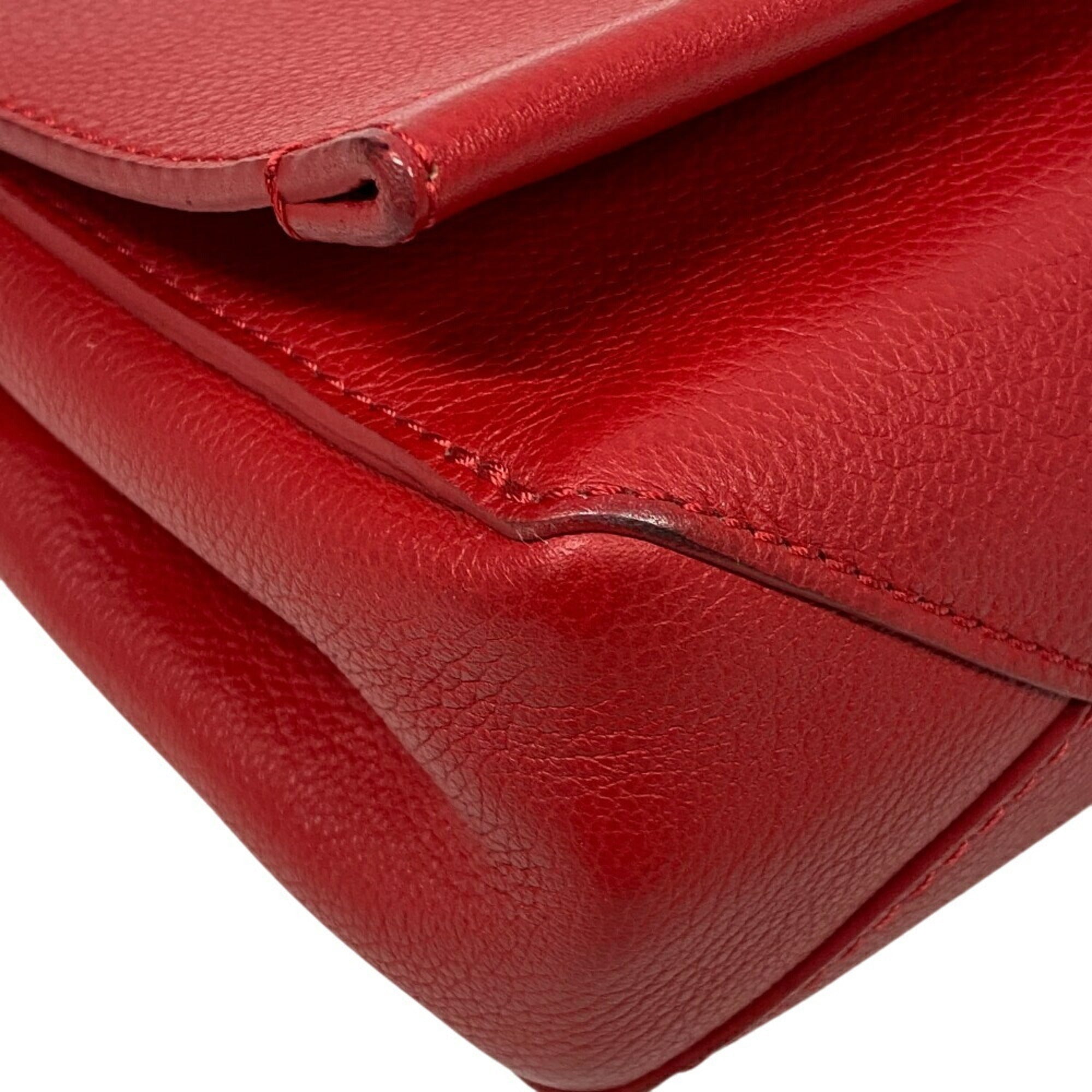 Louis Vuitton Red Color Leather Shoulder Bag (Pre-Owned)