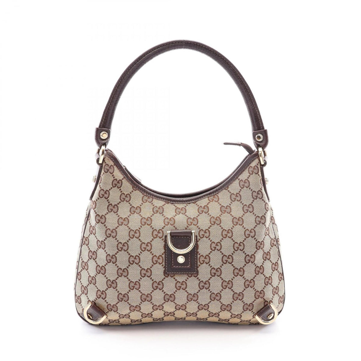 Gucci Beige Brown Canvas Leather Handbag Shoulder Bag (Pre-Owned)