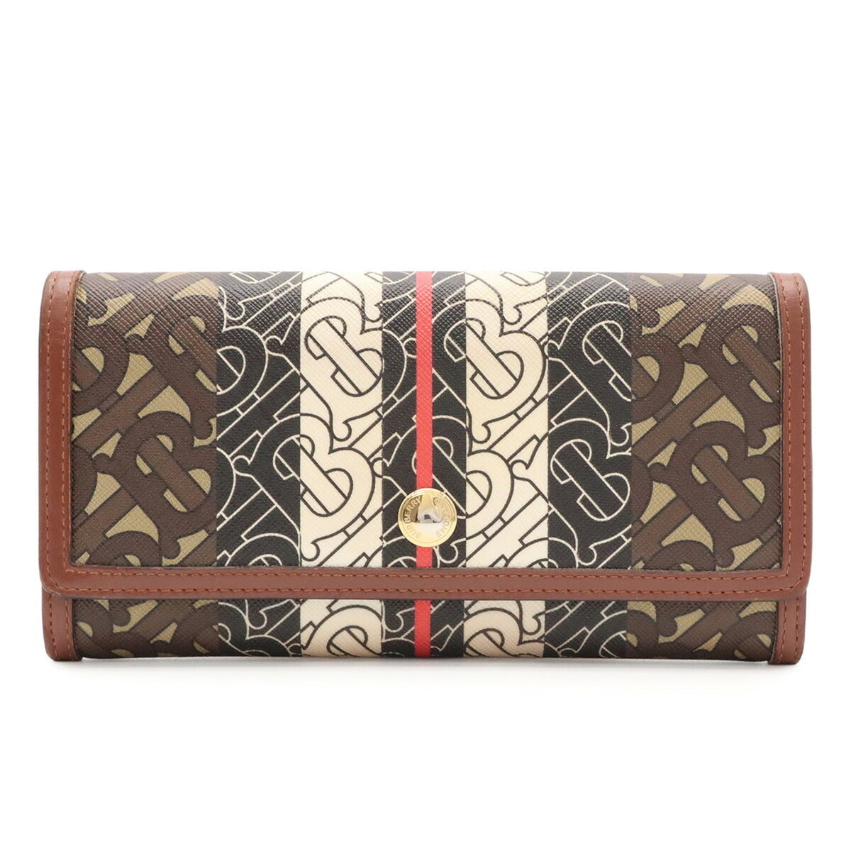 Burberry Beige Black Brown Ivory Red Color Coated Canvas Leather Long Wallet (Bi-Fold) (Pre-Owned)