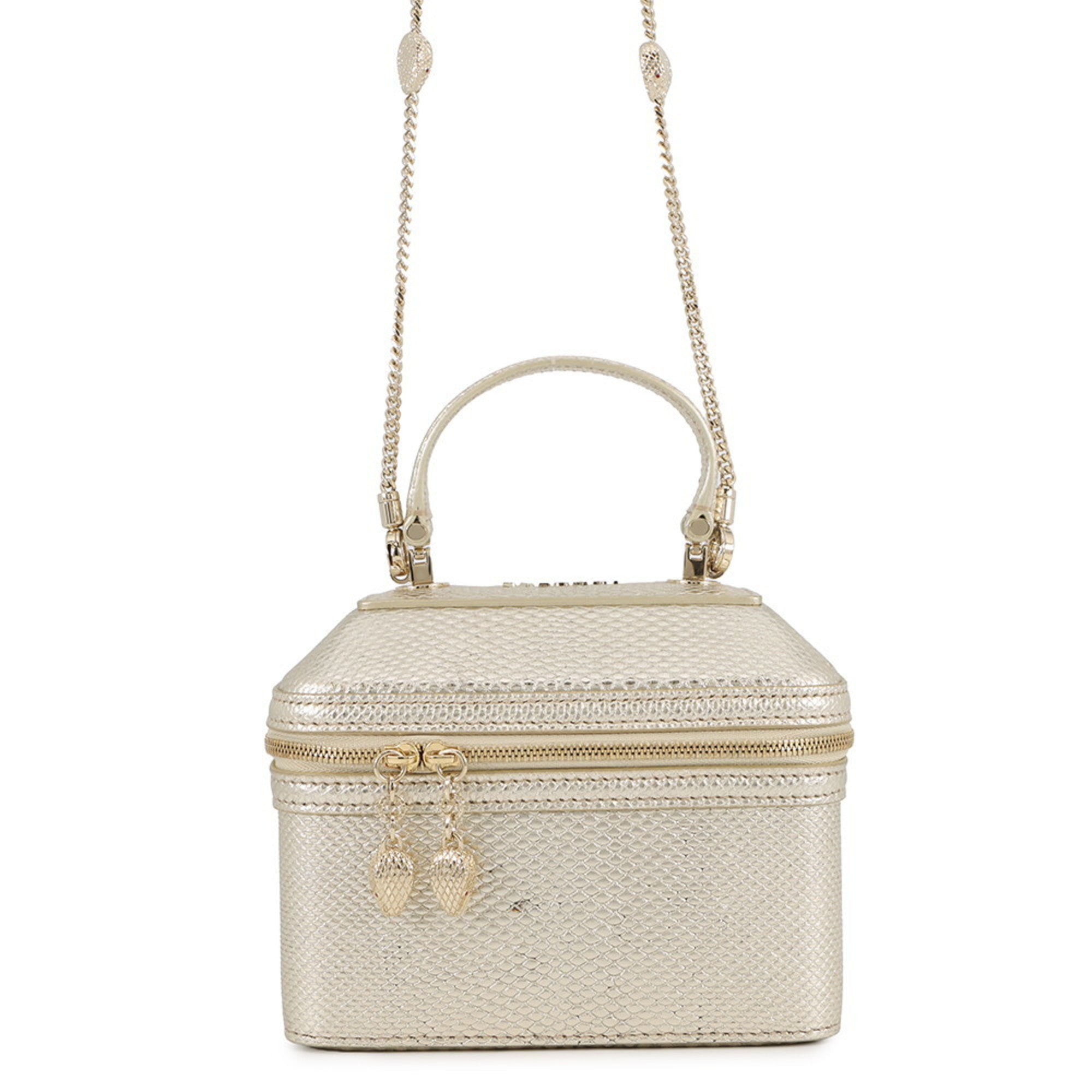 Bvlgari Champagne Gold Leather Handbag Vanity Bag (Pre-Owned)