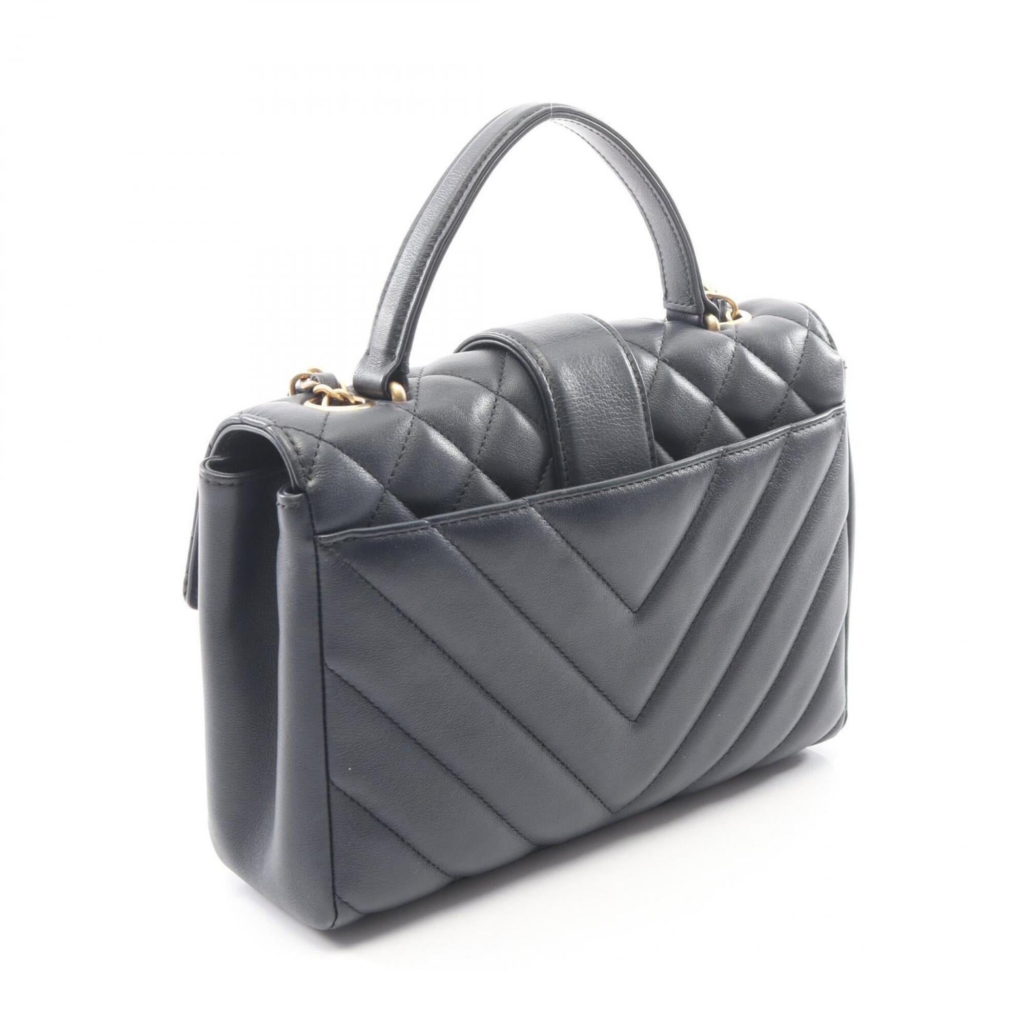 Chanel Navy Leather Handbag Shoulder Bag (Pre-Owned)