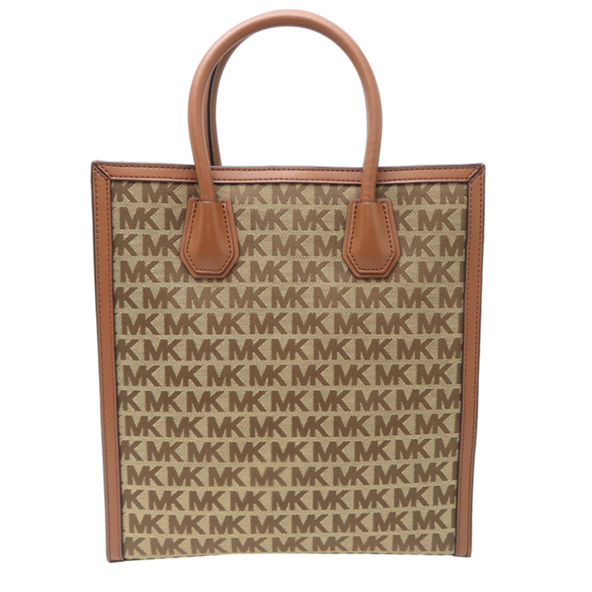 Michael Kors Brown Leather Canvas Tote Bag (Pre-Owned)