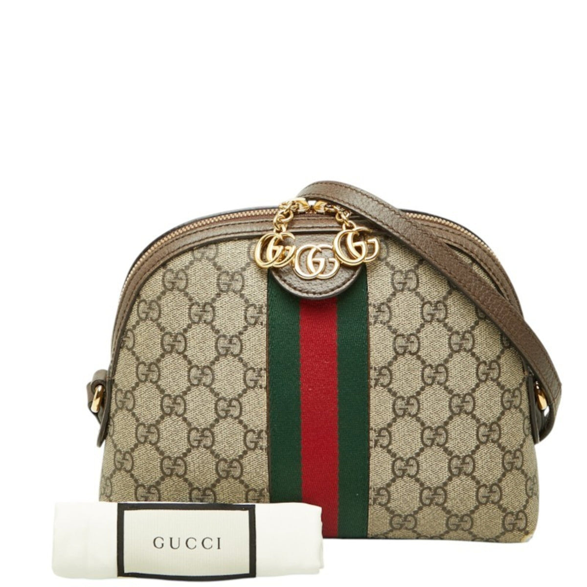 Gucci Sherry Line Beige Brown Pvc Leather Shoulder Bag (Pre-Owned)