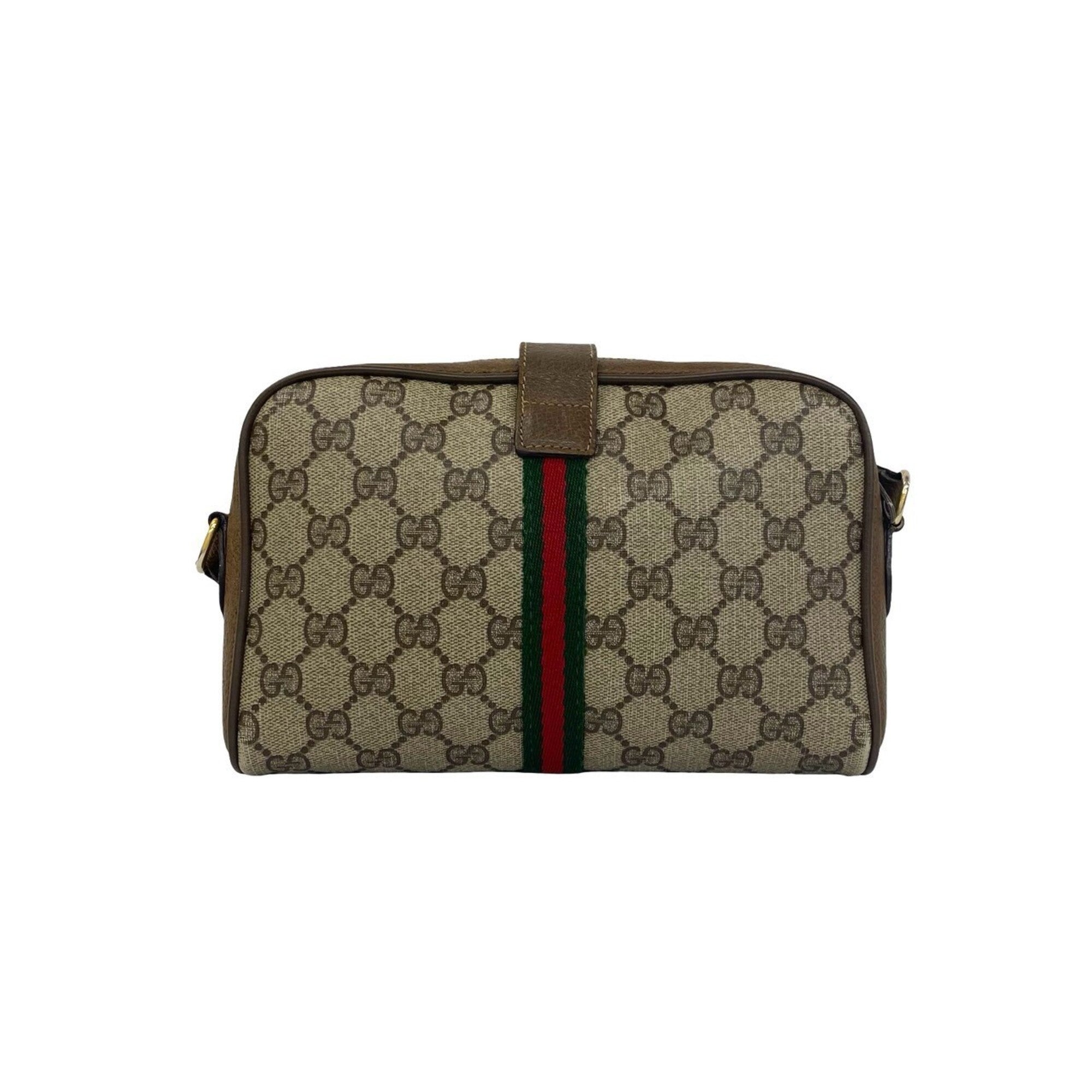 Gucci Brown Green Red Color Leather Pvc Pochette Shoulder Bag (Pre-Owned)