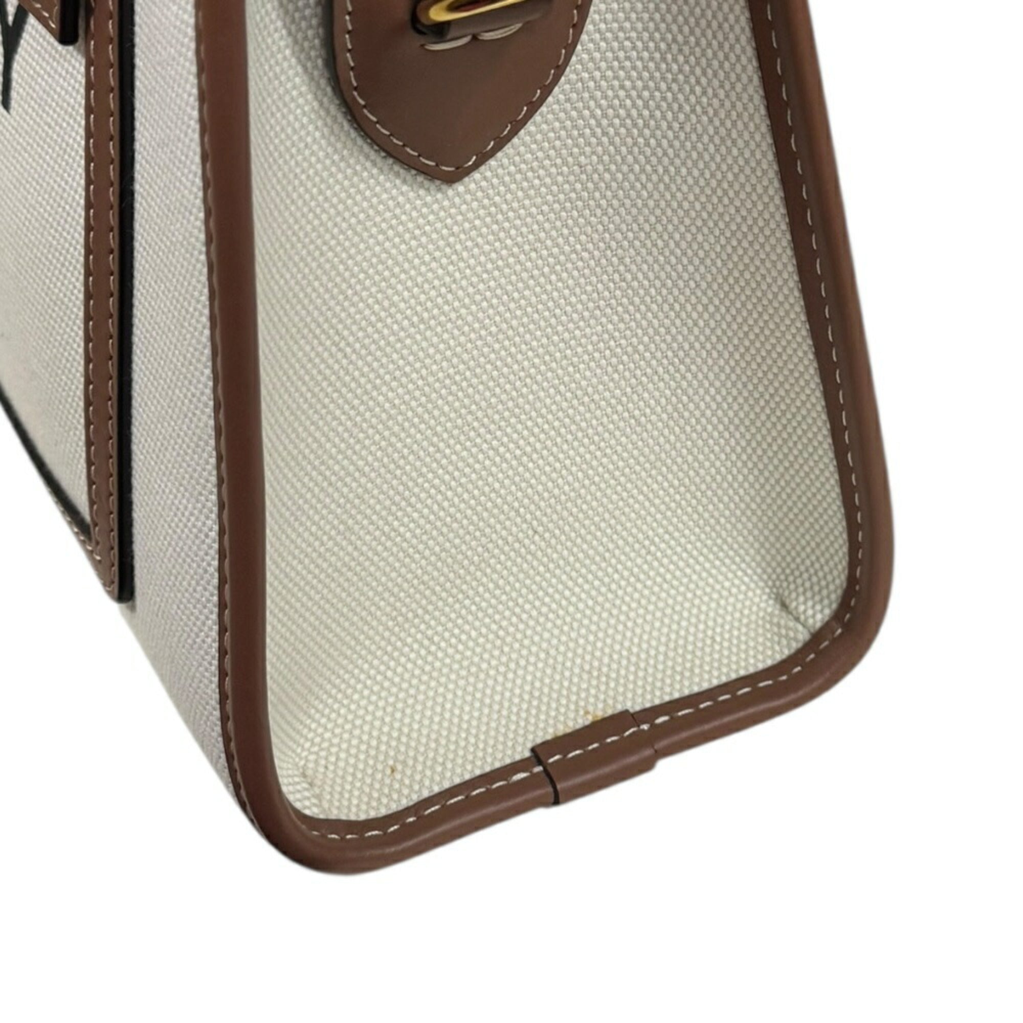 Burberry Beige Brown Canvas Leather Shoulder Bag (Pre-Owned)