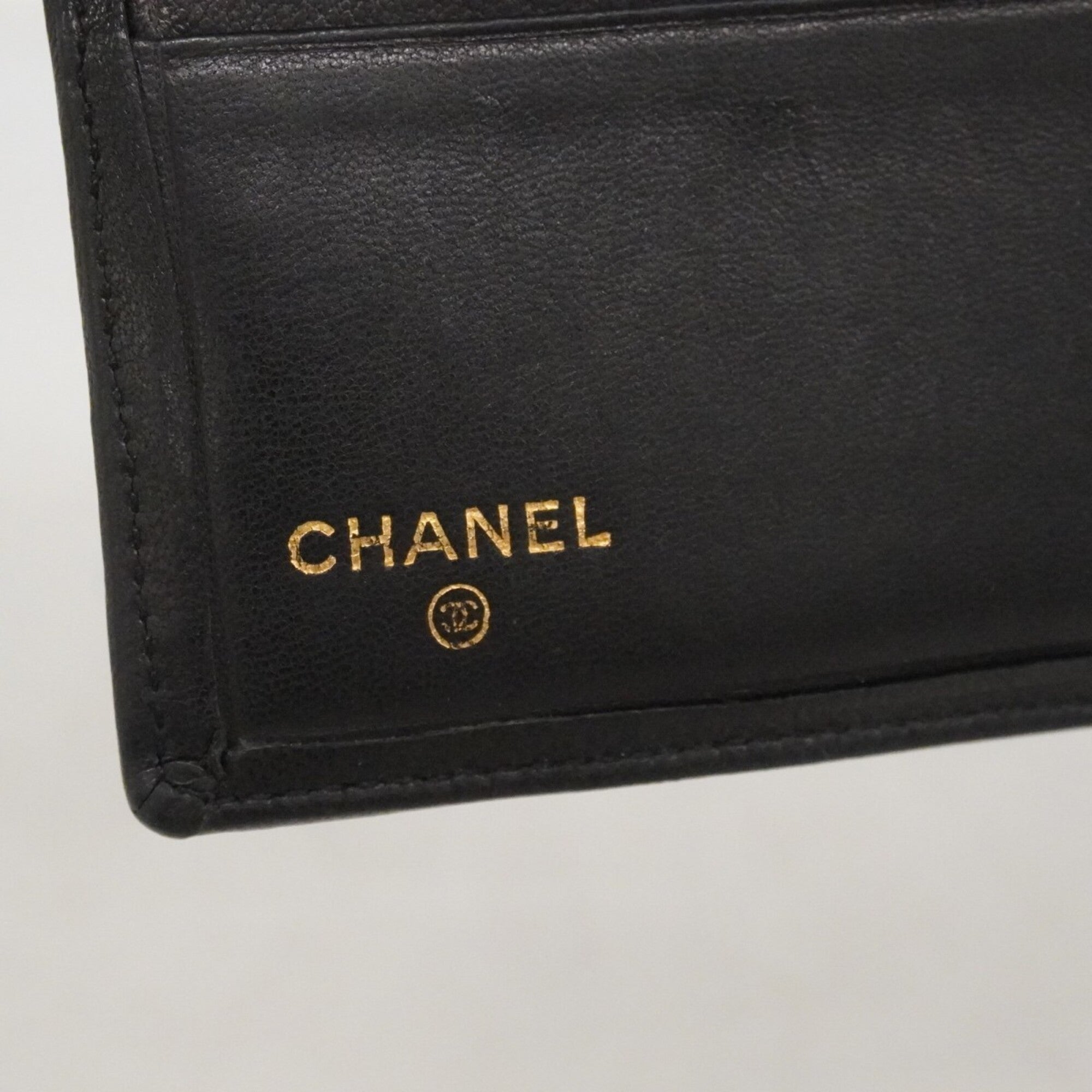 Chanel Black Leather Bill Wallet (Bi-Fold) (Pre-Owned)