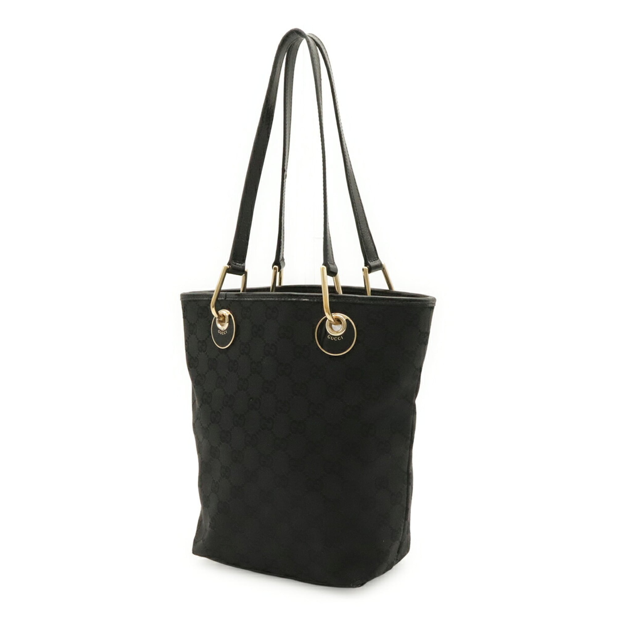 Gucci Black Gg Canvas Handbag Shoulder Bag Tote Bag (Pre-Owned)