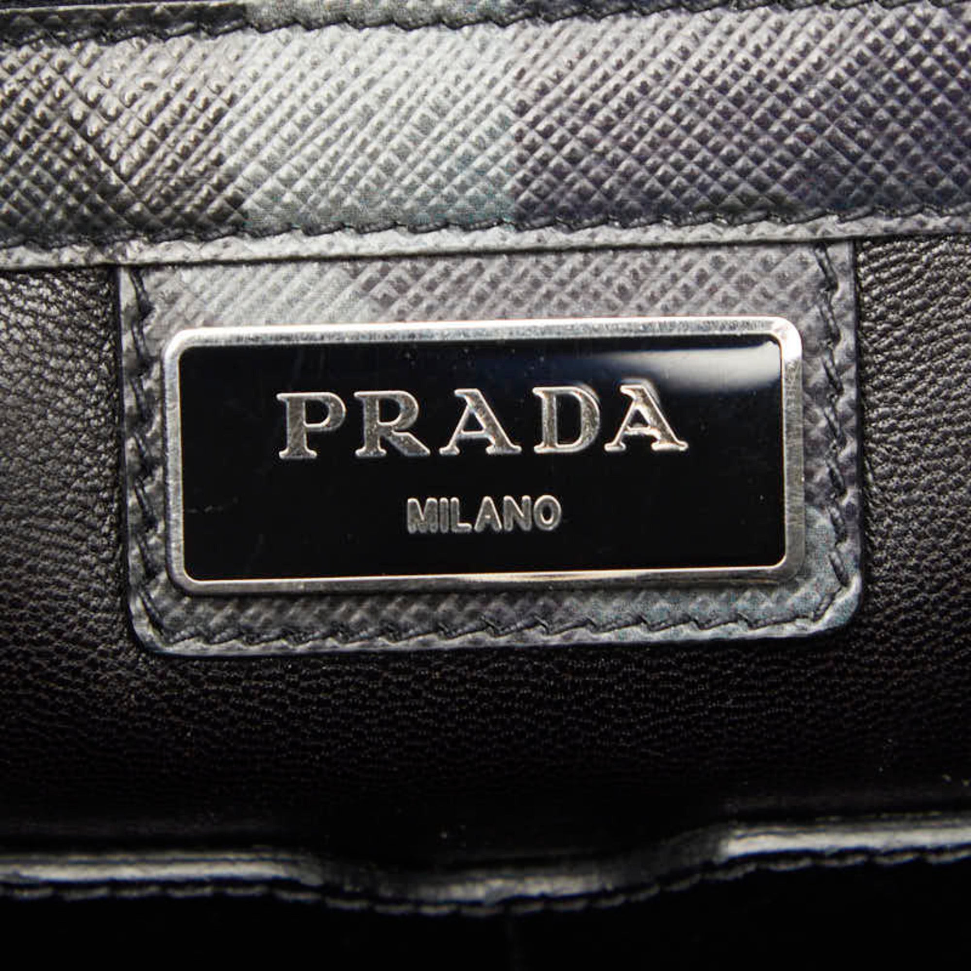 Prada Black Gray Purple Leather Handbag Shoulder Bag (Pre-Owned)