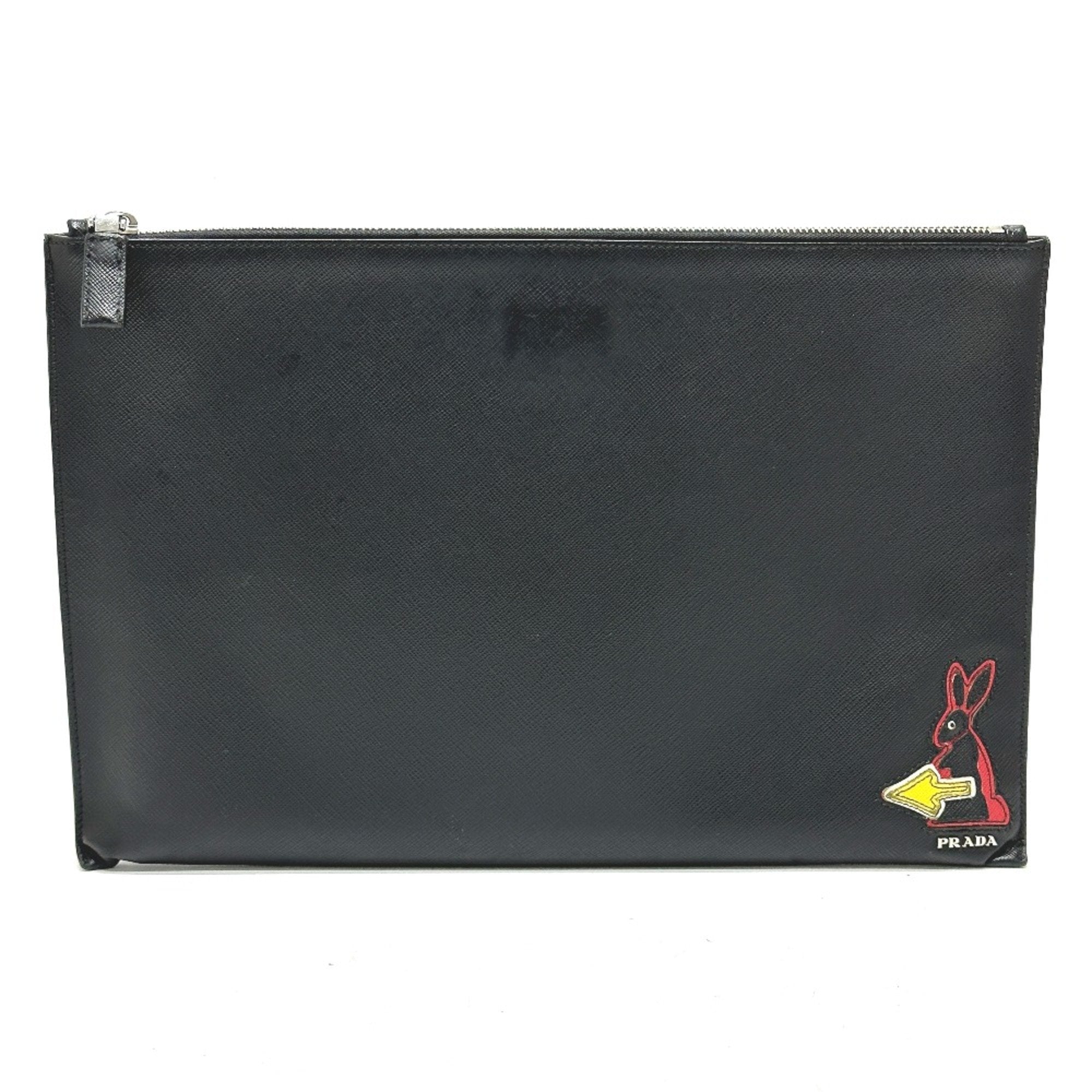 Prada Black Leather Clutch Bag (Pre-Owned)
