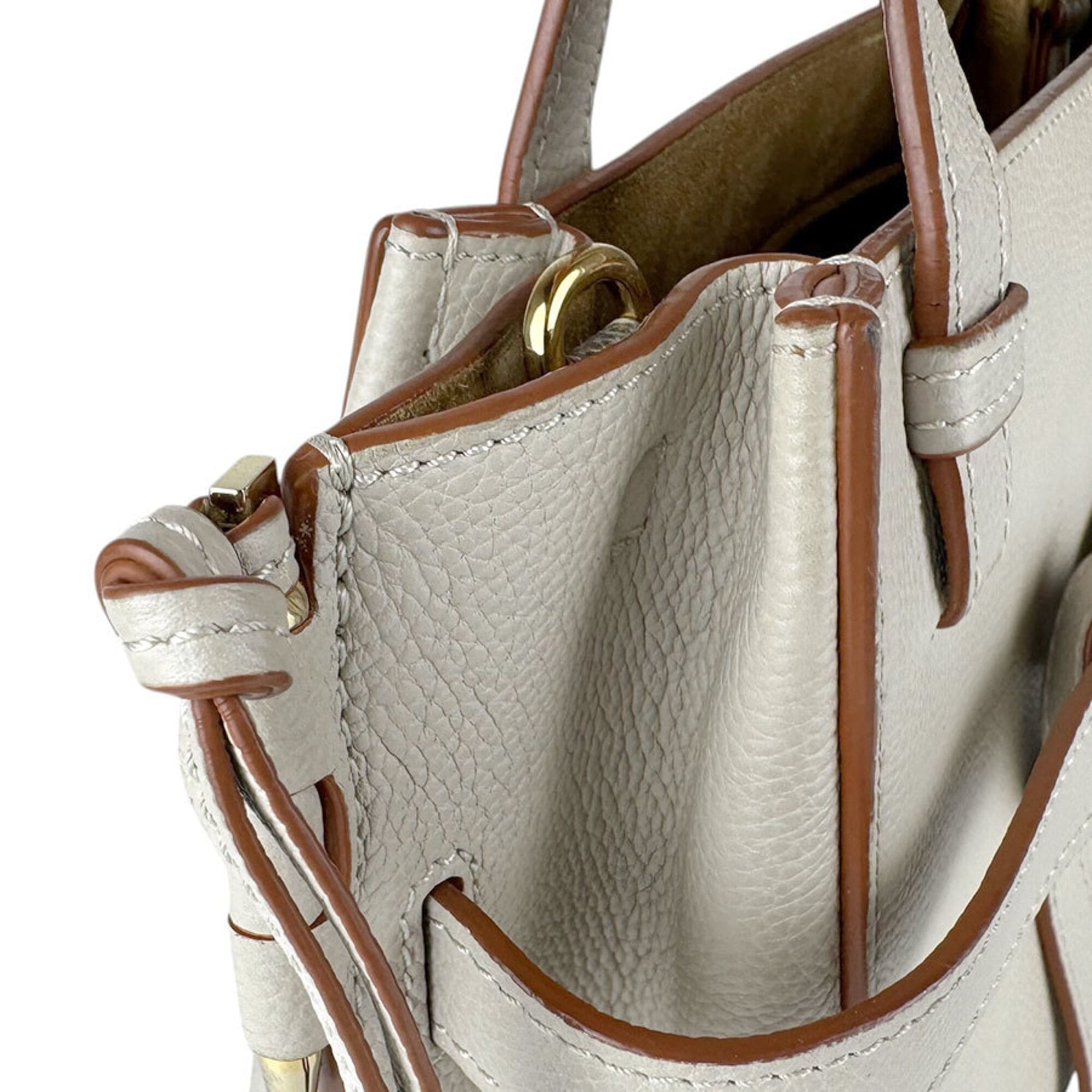 Loewe Grayish Leather Handbag Shoulder Bag (Pre-Owned)
