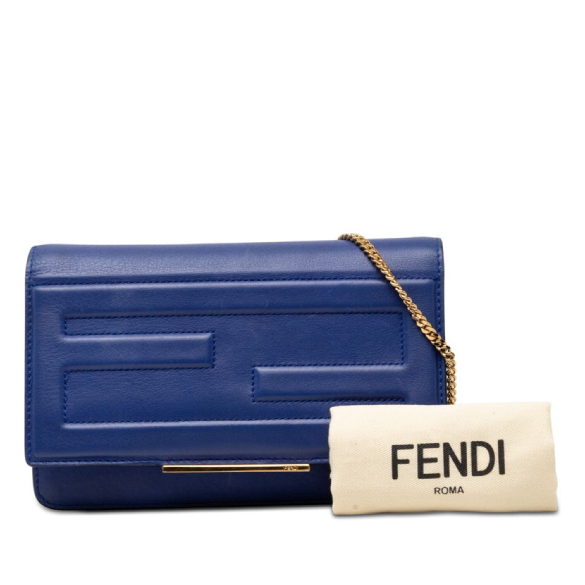 Fendi Blue Leather Shoulder Bag (Pre-Owned)