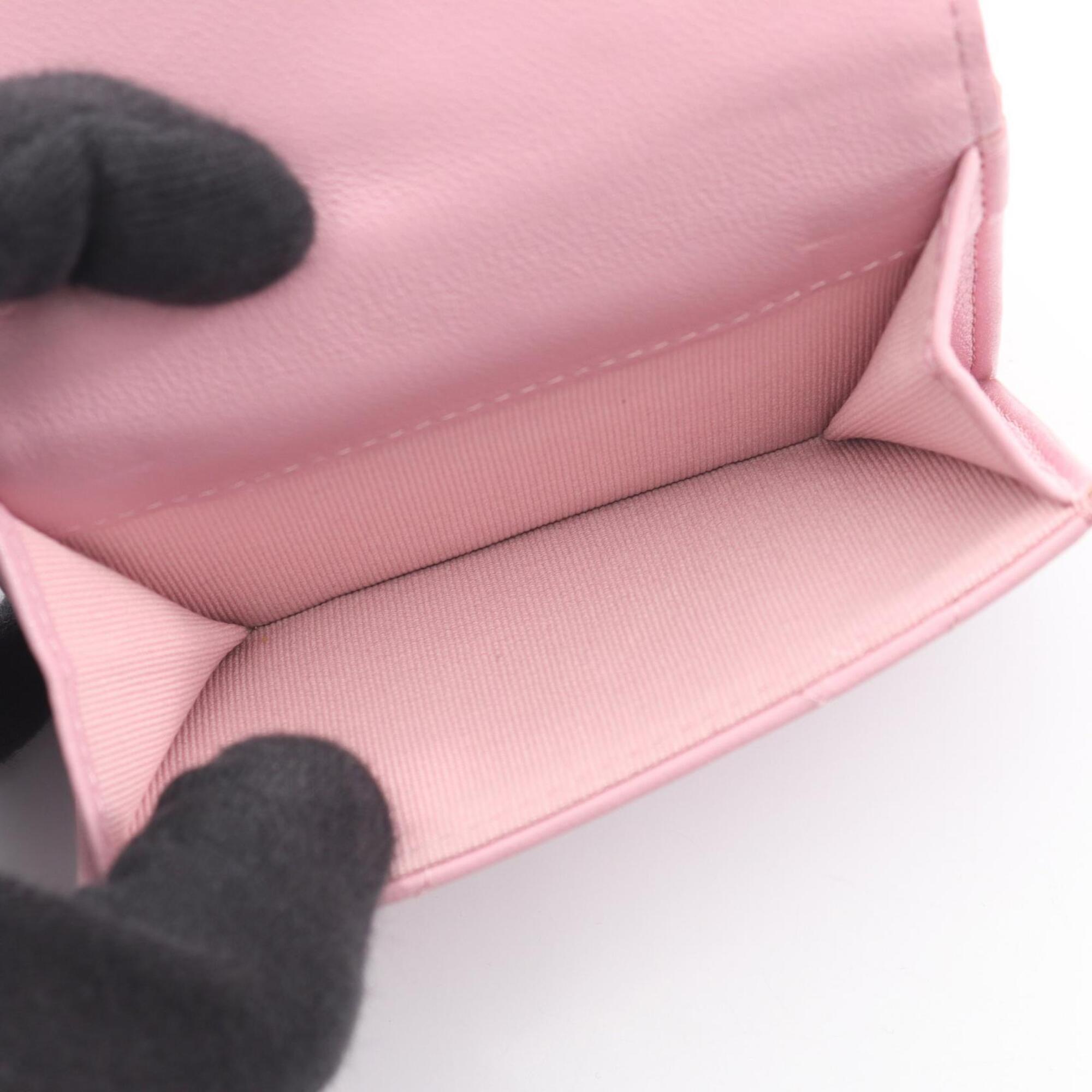 Chanel Pink Leather Long Wallet (Tri-Fold) (Pre-Owned)