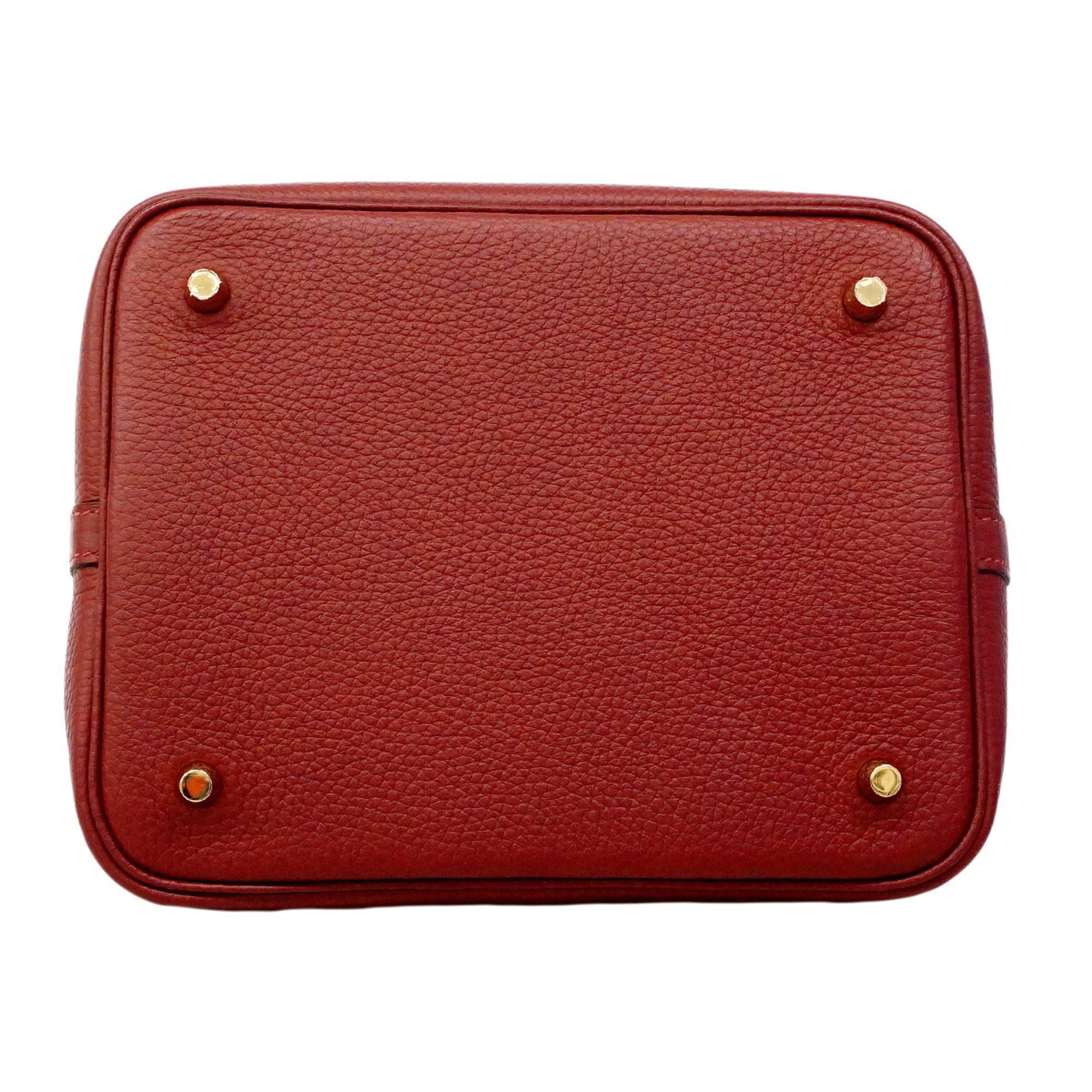 Hermes Rouge H Taurillon Clemence Leather Handbag (Pre-Owned)