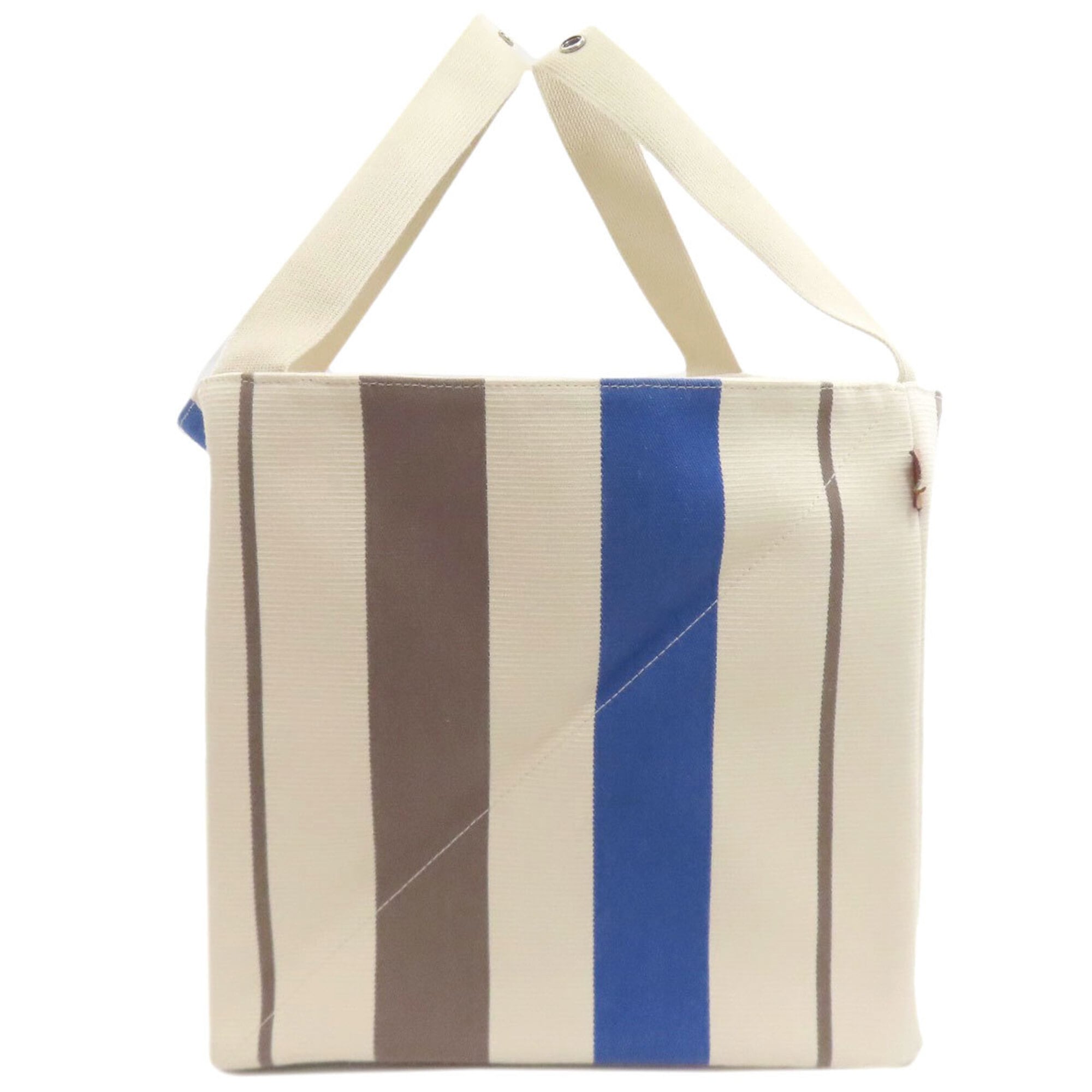 Hermes Blue Brown White Canvas Tote Bag (Pre-Owned)
