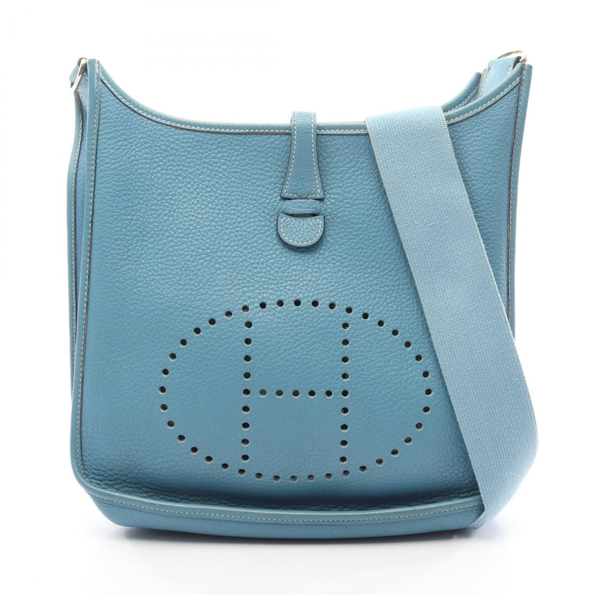 Hermes Blue Taurillon Clemence Leather Leather Handbag Shoulder Bag (Pre-Owned)