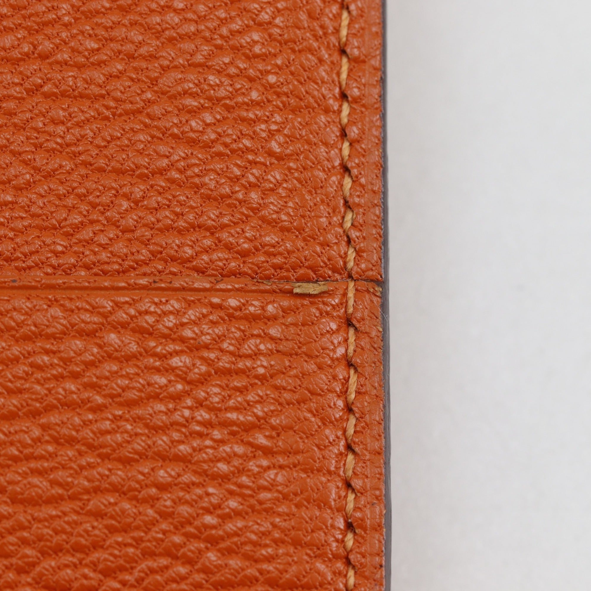 Hermes Orange Chevre Leather Long Wallet (Bi-Fold) (Pre-Owned)