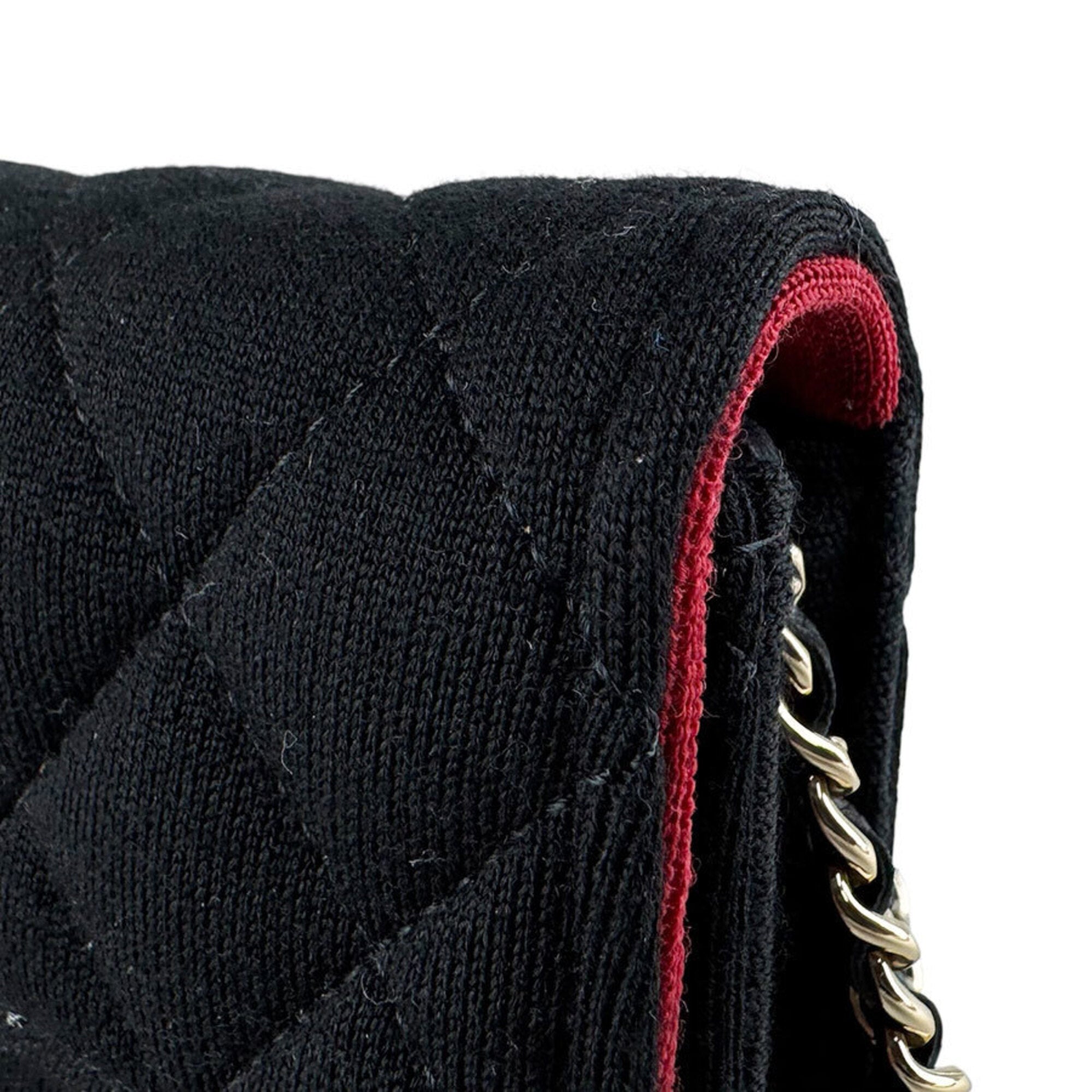 Chanel Black Cotton Leather Shoulder Bag (Pre-Owned)