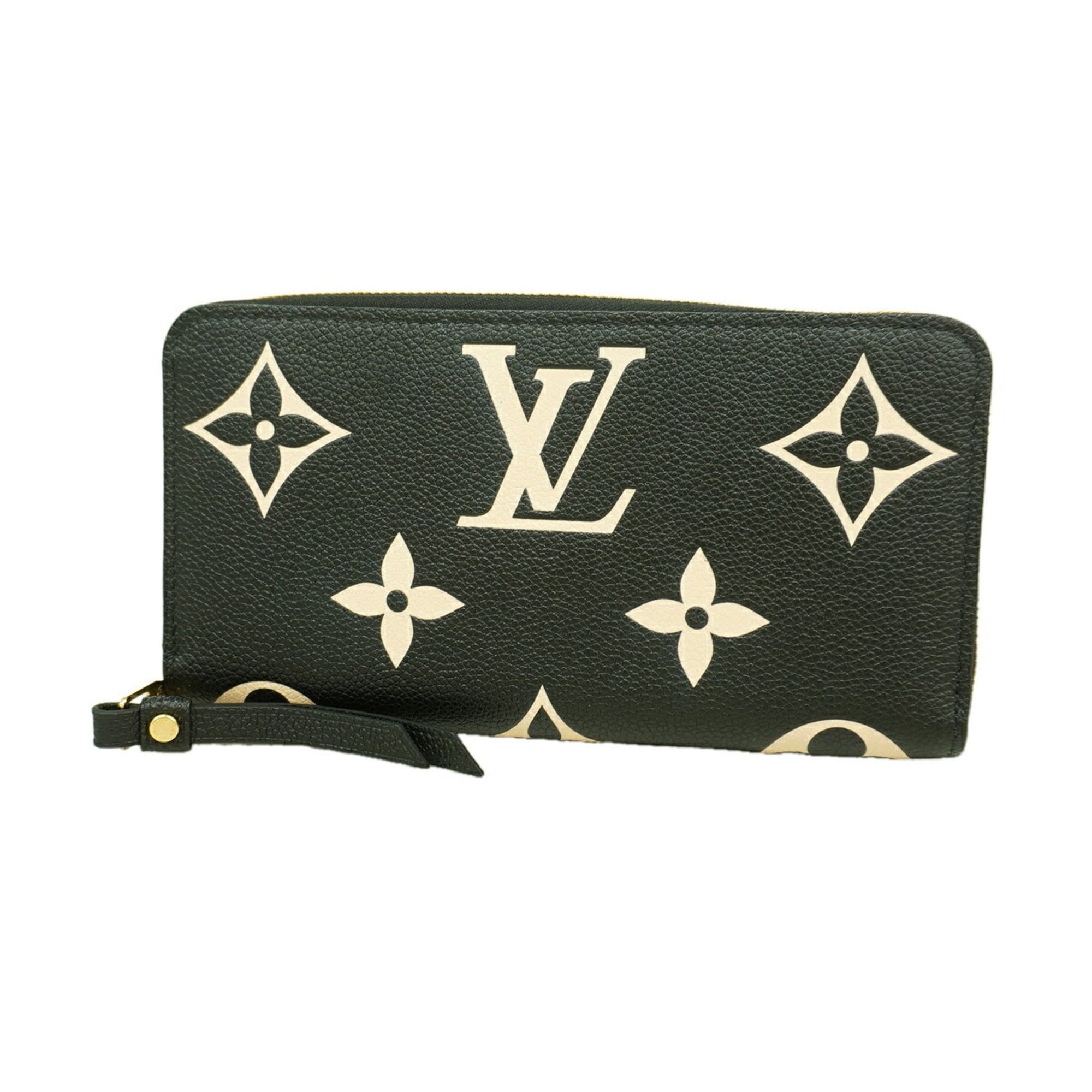 Louis Vuitton Beige Black Long Wallet (Bi-Fold) (Pre-Owned)