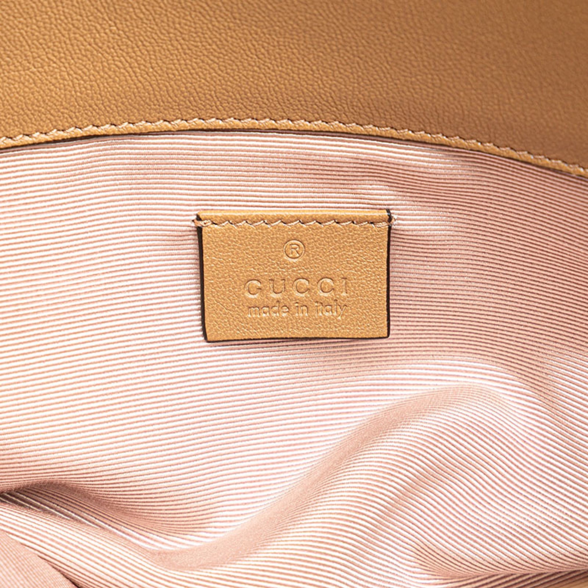 Gucci Beige Leather Handbag Shoulder Bag (Pre-Owned)