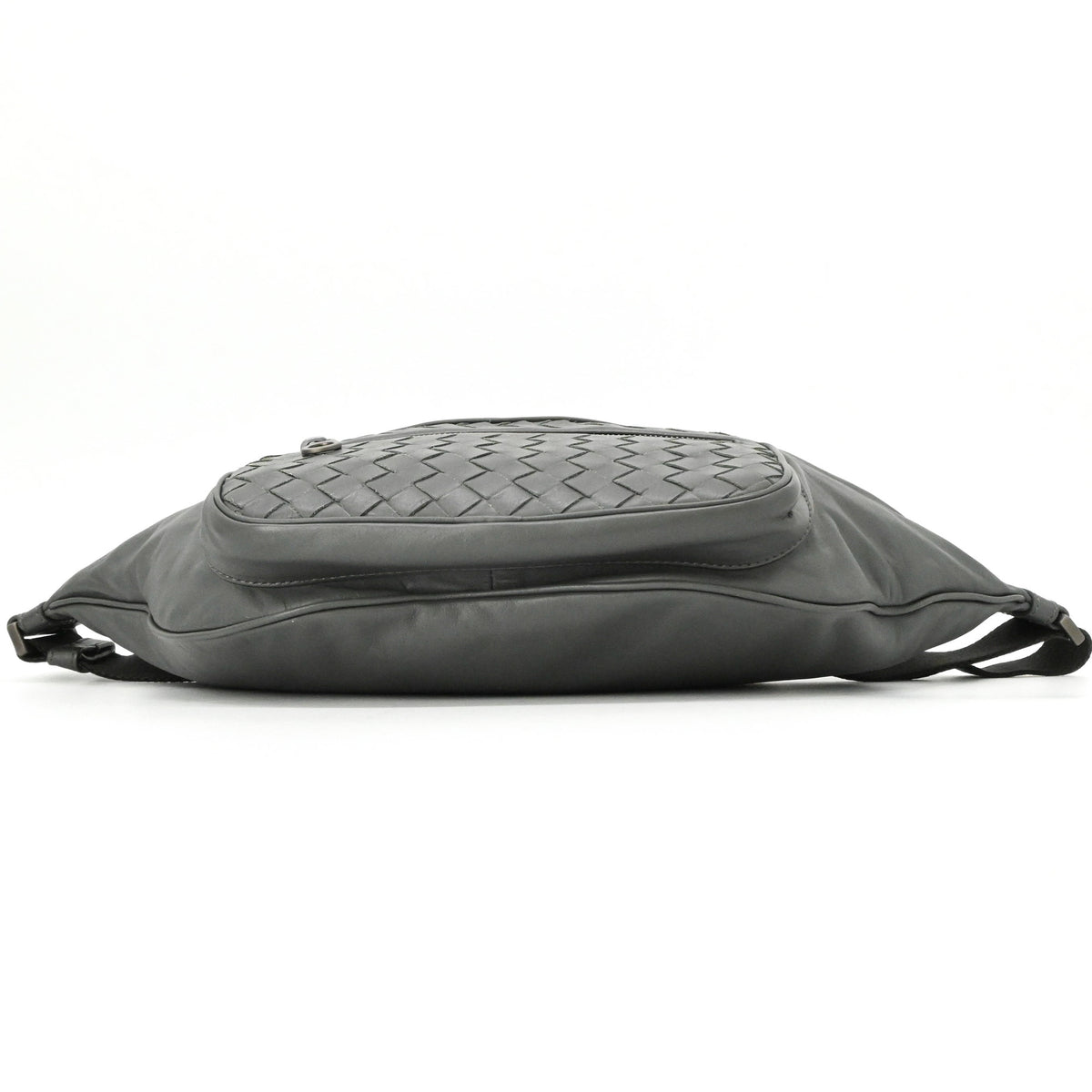 Bottega Veneta Black Gray Intrecciato Crossbody Bag Fanny Pack Pouch (Pre-Owned)
