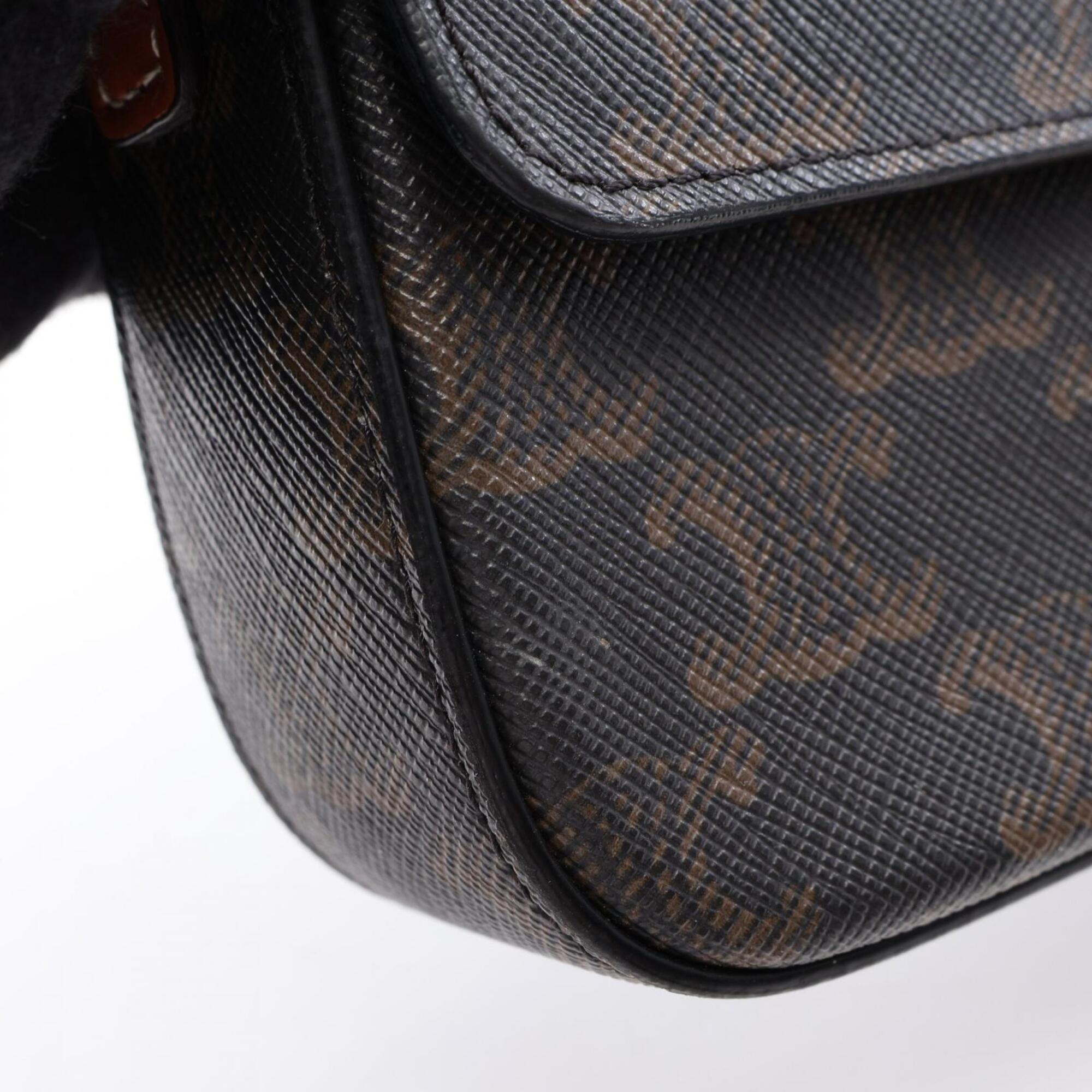Celine Brown Coated Canvas Leather Handbag Shoulder Bag (Pre-Owned)