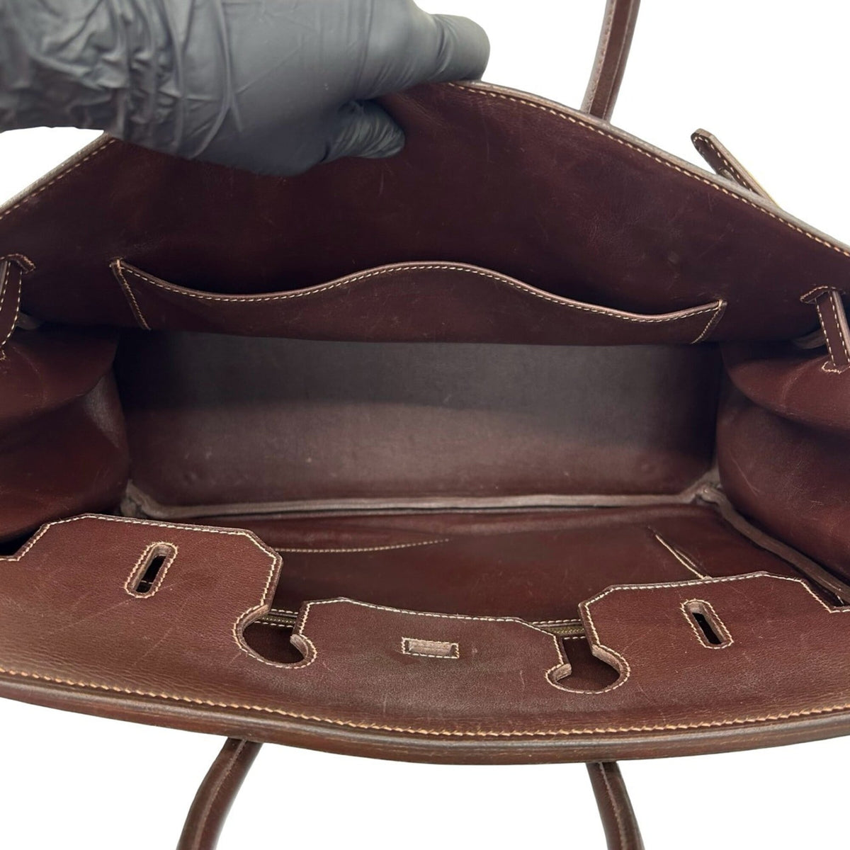 Hermes Brown Gulliver Leather Handbag Tote Bag (Pre-Owned)