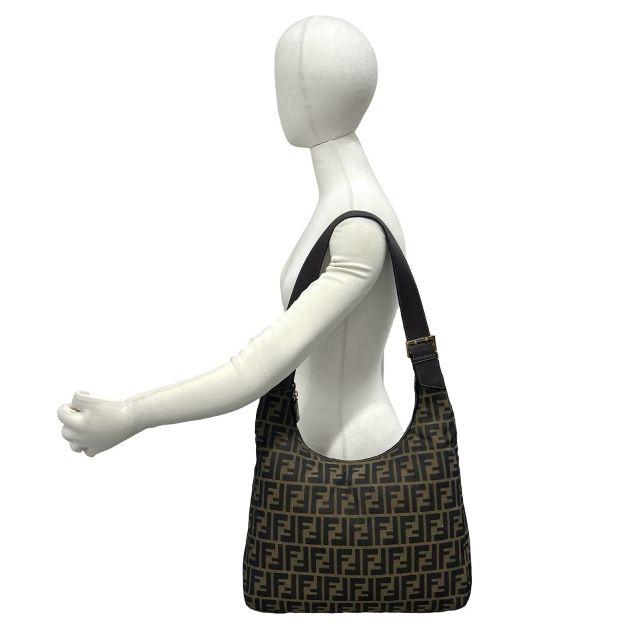 Fendi Brown Canvas Leather Shoulder Bag (Pre-Owned)