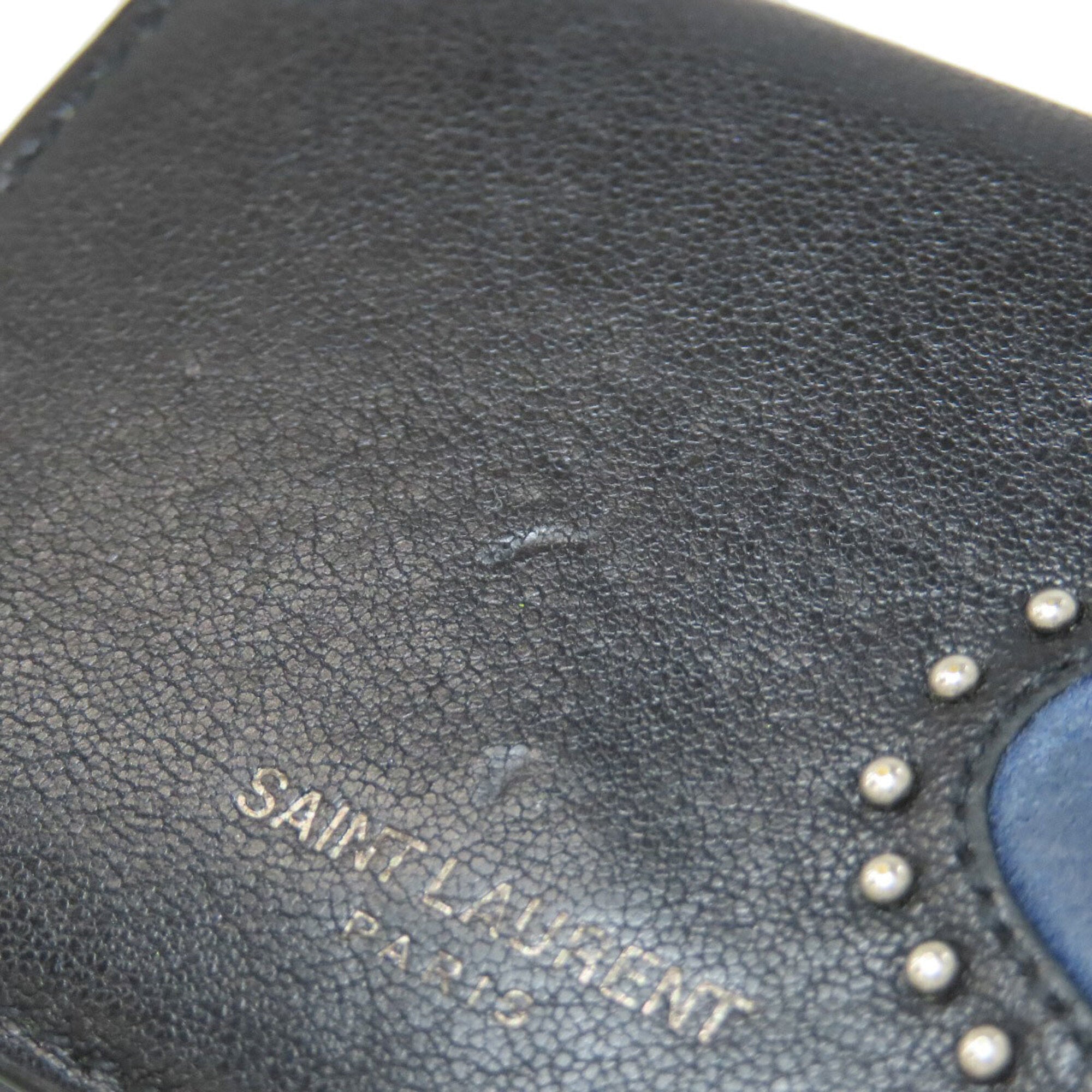 Yves Saint Laurent Black Blue Wallet (Tri-Fold) (Pre-Owned)