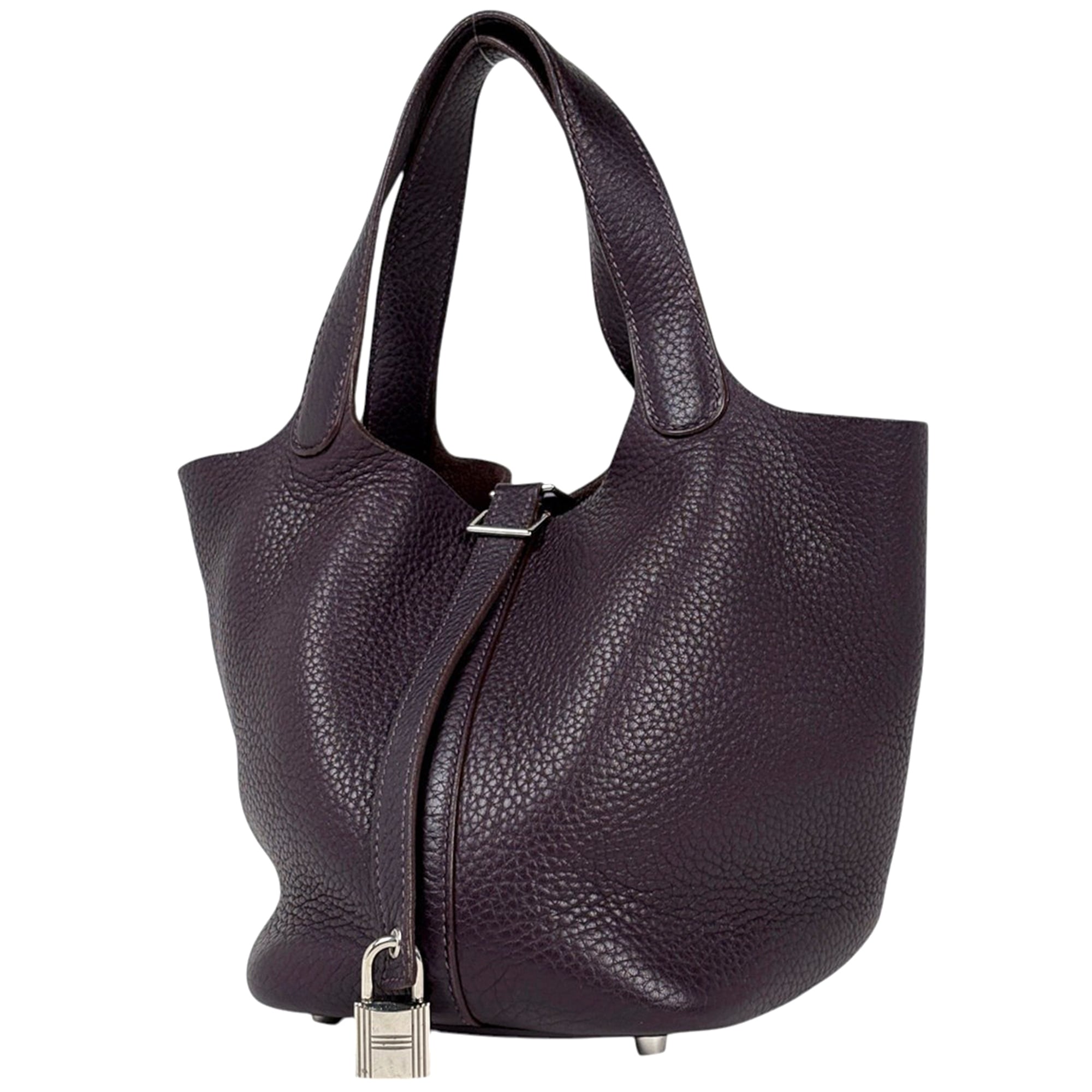 Hermes Raisin Taurillon Clemence Leather Handbag (Pre-Owned)