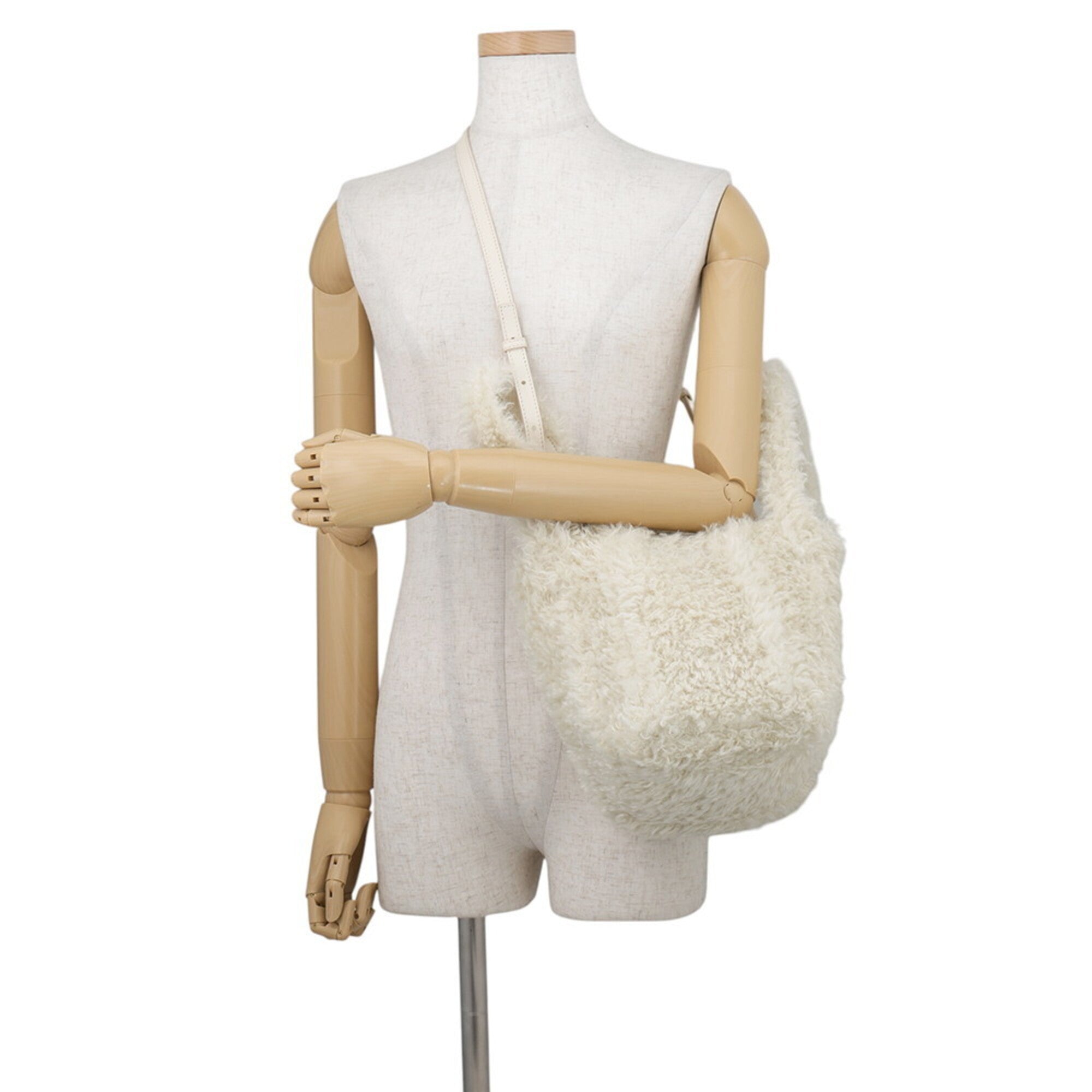 Balenciaga Ivory Fur Leather Handbag Shoulder Bag (Pre-Owned)