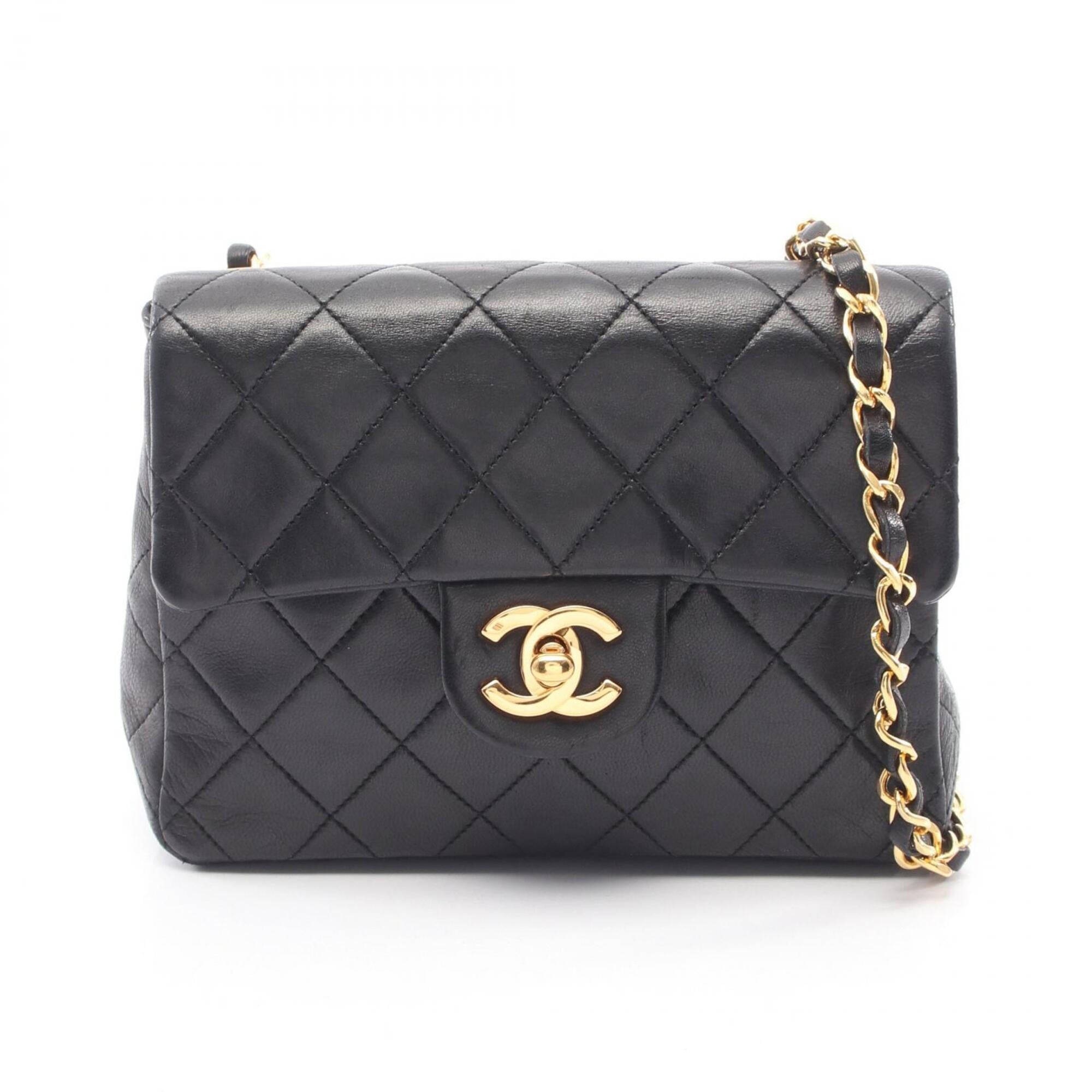 Chanel Black Leather Handbag Shoulder Bag (Pre-Owned)