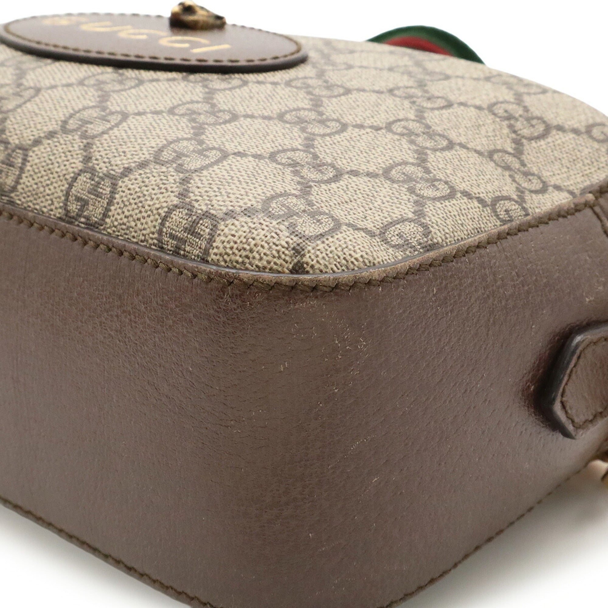 Gucci Beige Green Red Color Yellow Gg Supreme Leather Clutch Bag Handbag Shoulder Bag (Pre-Owned)