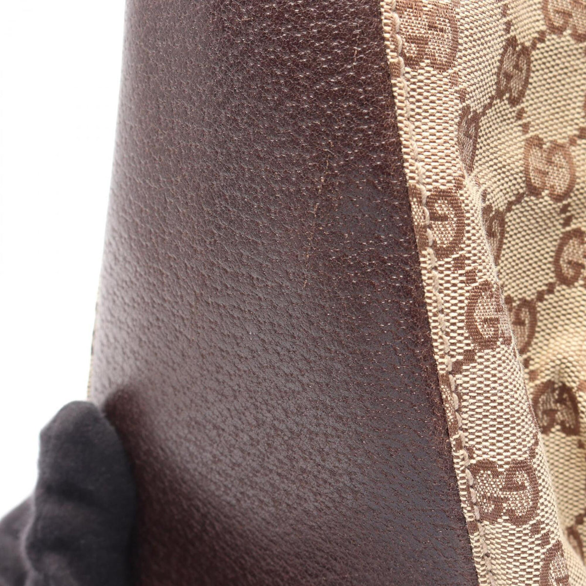 Gucci Beige Brown Gg Canvas Leather Handbag Tote Bag (Pre-Owned)