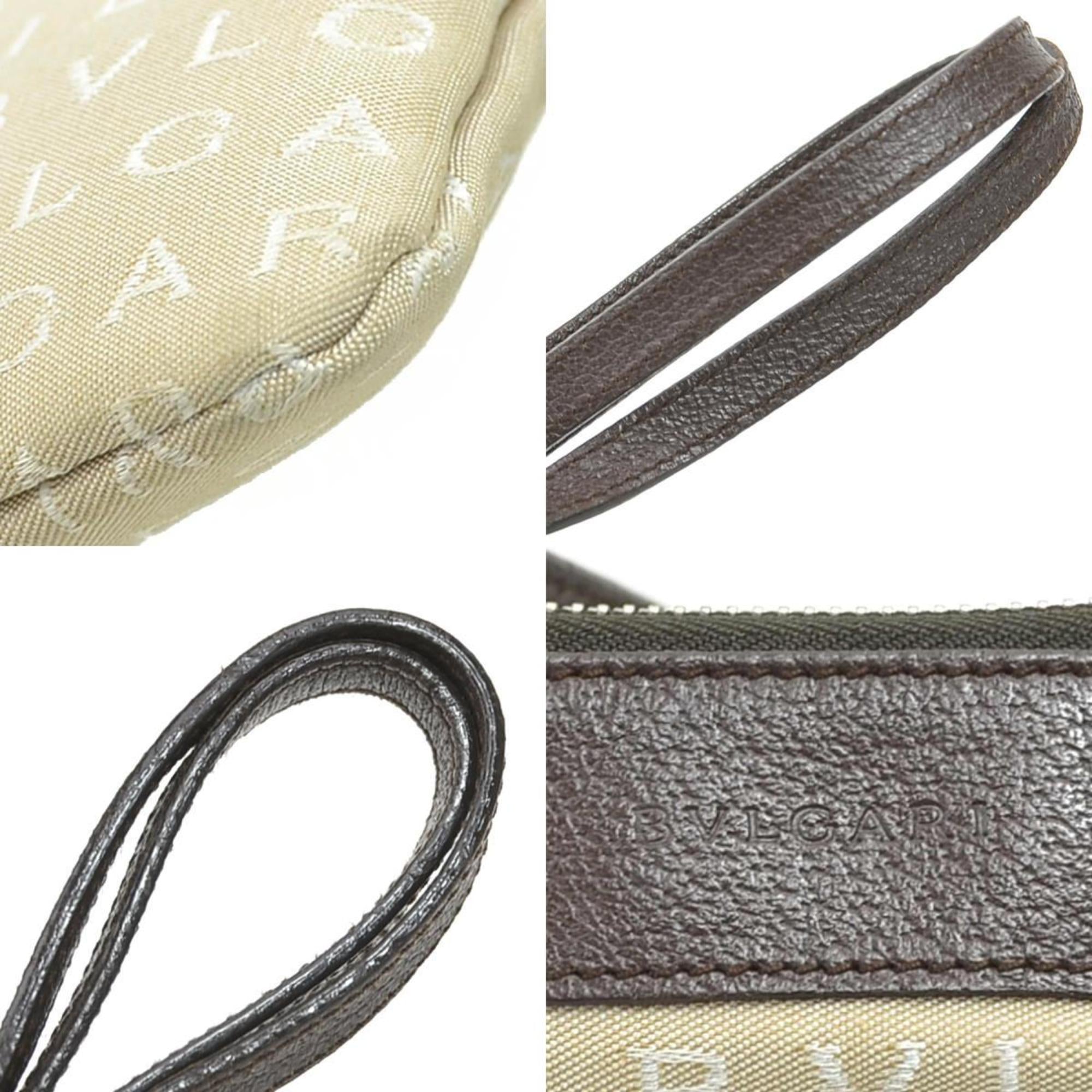Bvlgari Beige Brown Canvas Leather Shoulder Bag (Pre-Owned)