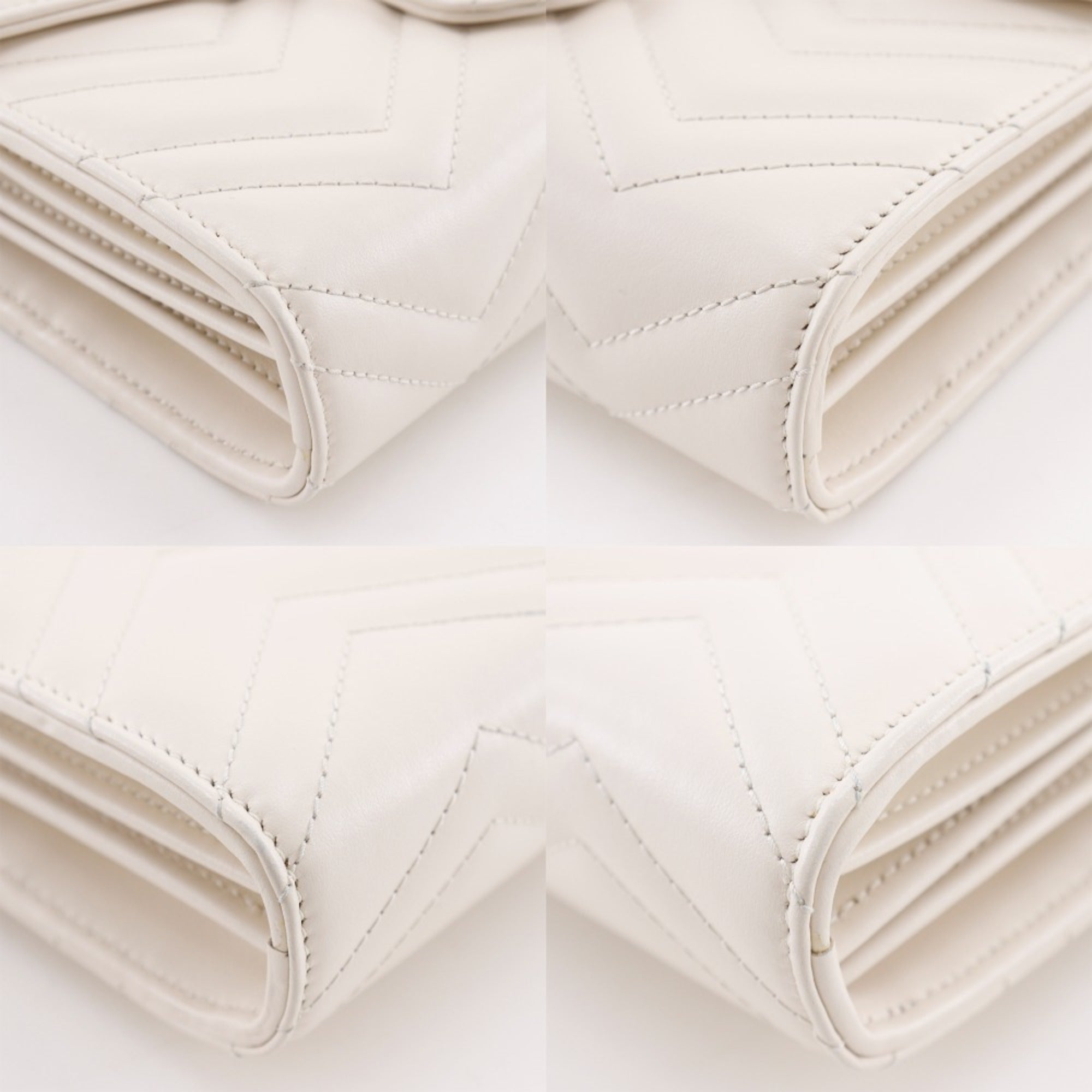 Gucci White Leather Chain/Shoulder Wallet (Pre-Owned)