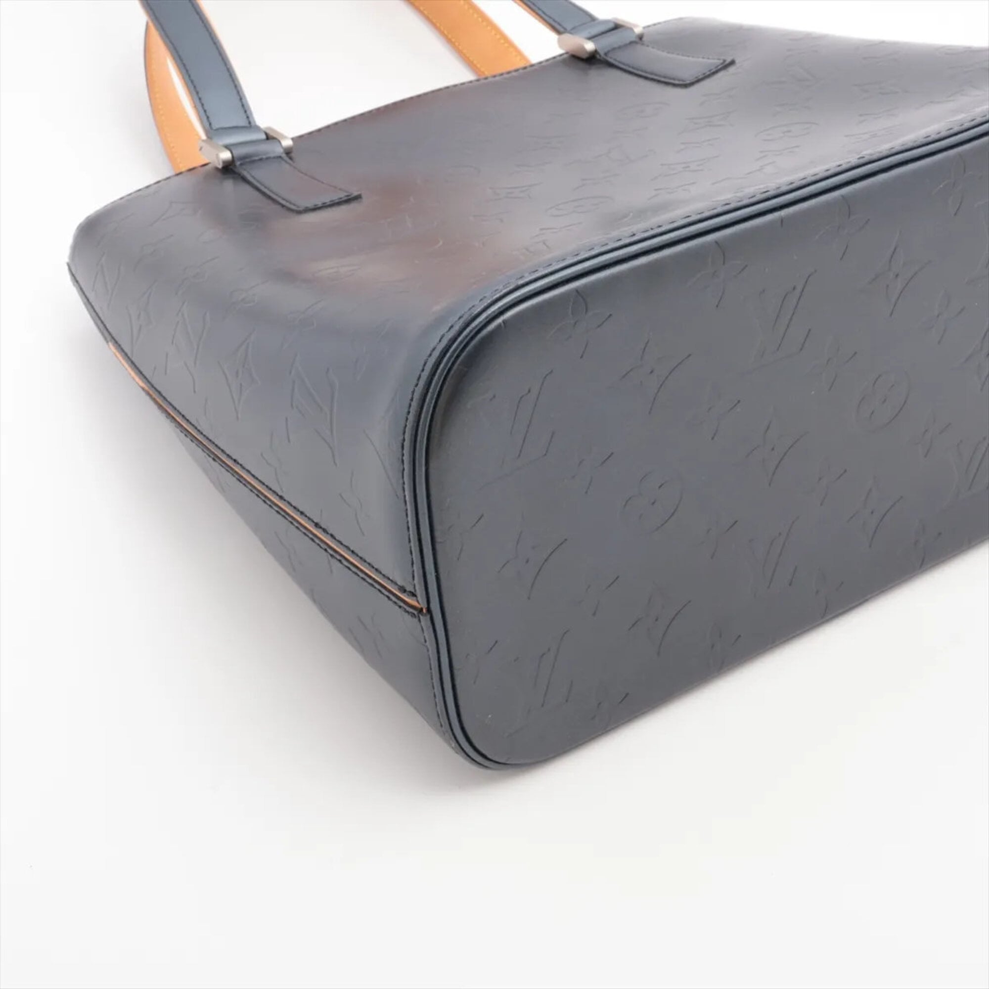 Louis Vuitton Blue Leather Handbag Tote Bag (Pre-Owned)