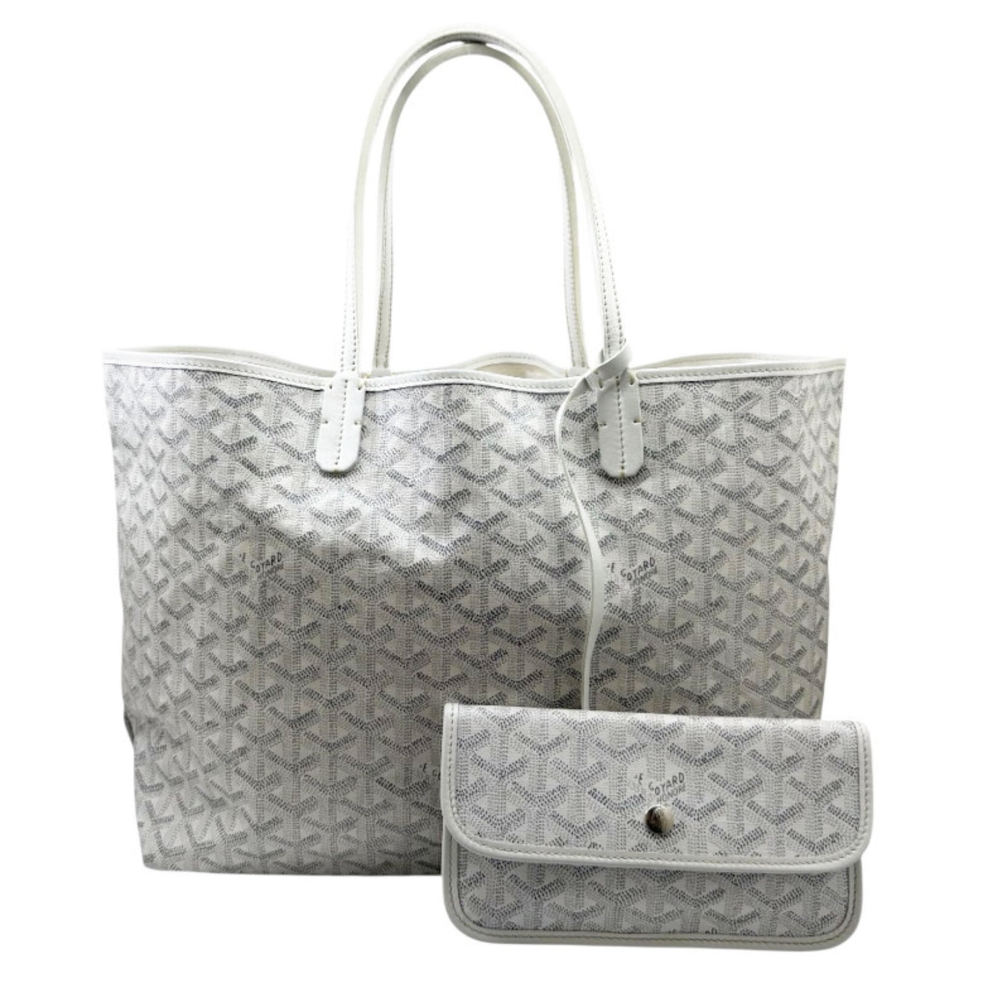 Goyard White Coated Canvas Leather Shoulder Bag Tote Bag (Pre-Owned)