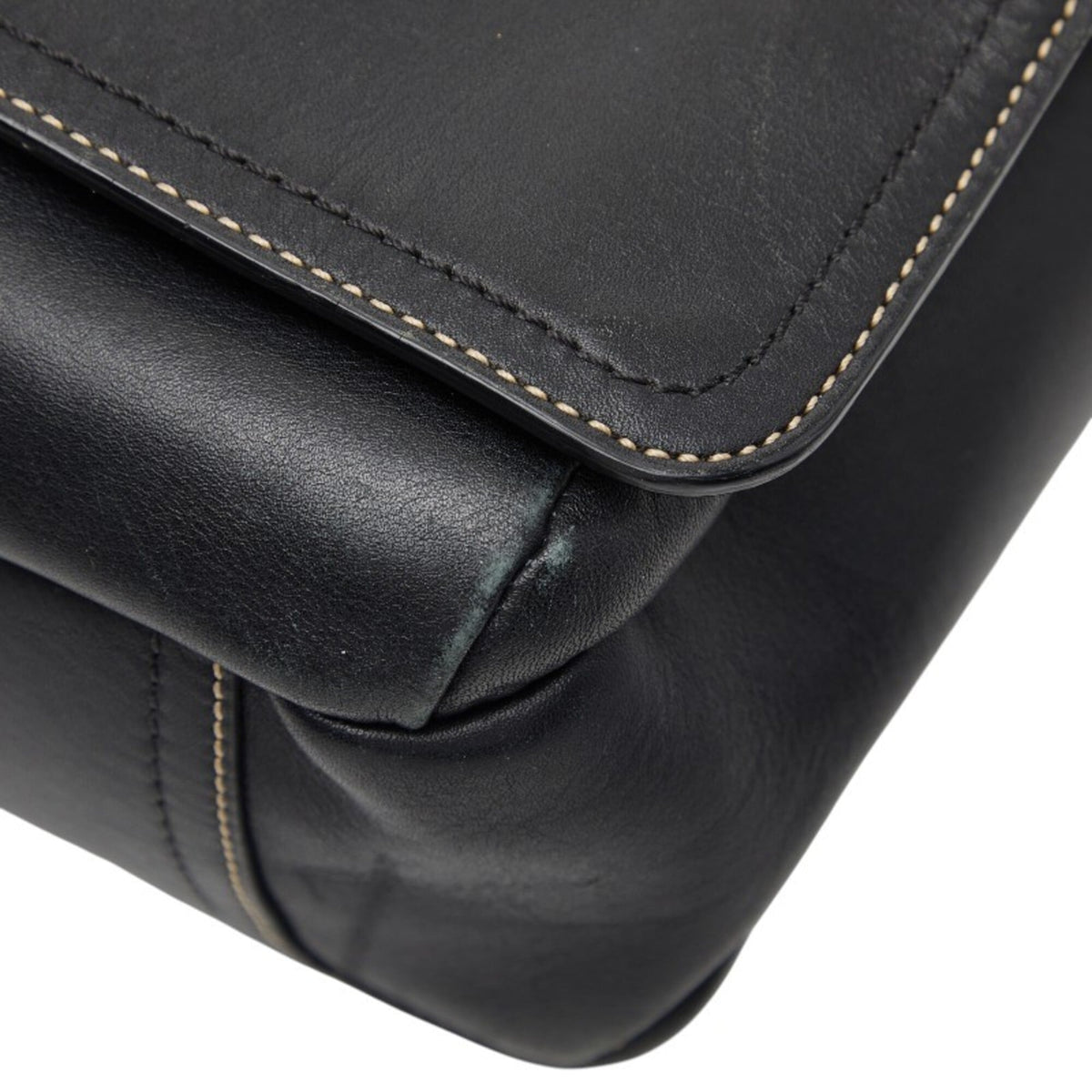 Coach Black Leather Messenger Bag Shoulder Bag (Pre-Owned)