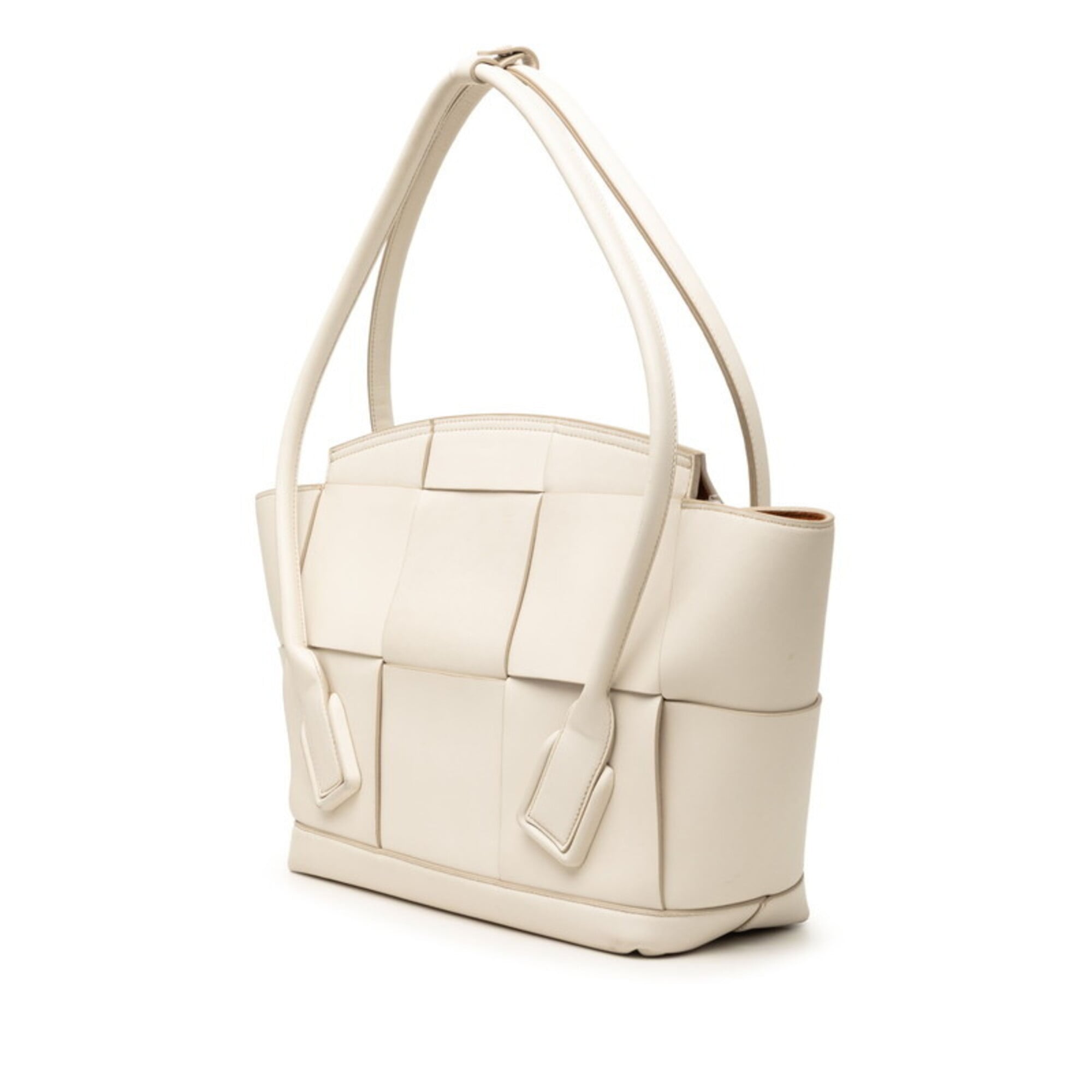 Bottega Veneta White Leather Shoulder Bag Tote Bag (Pre-Owned)