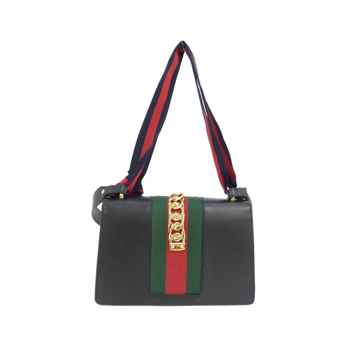 Gucci Sylvie Black Leather Shoulder Bag (Pre-Owned)