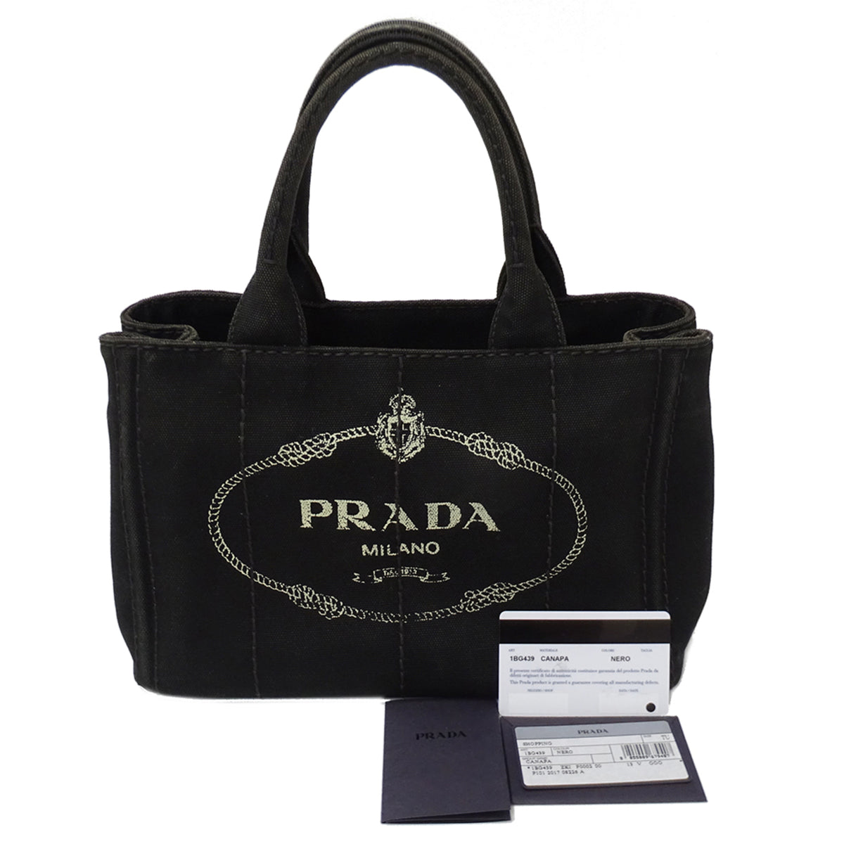 Prada Canapa Black Canvas Handbag (Pre-Owned)