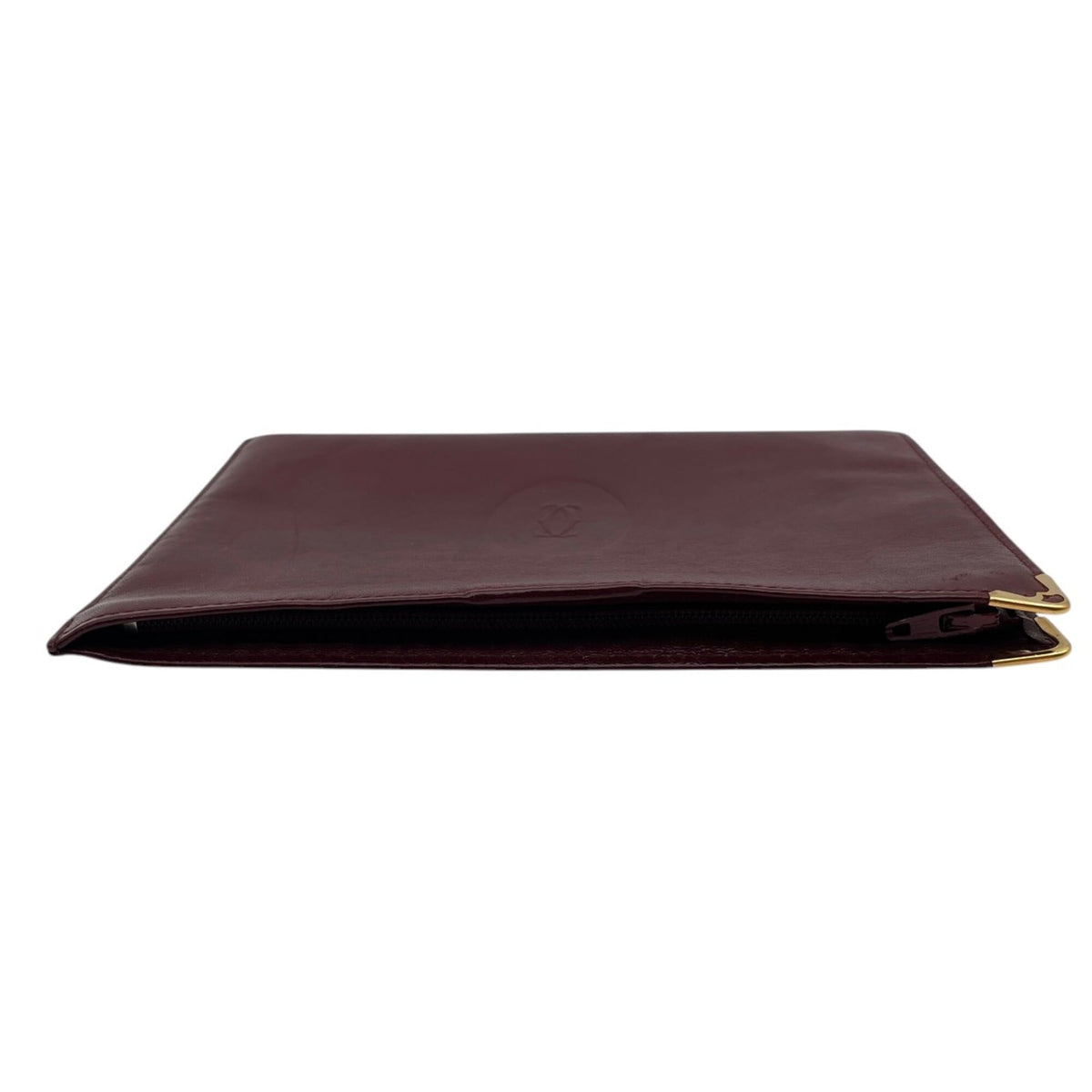 Cartier Bordeaux Gold Leather Clutch Bag Pouch (Pre-Owned)