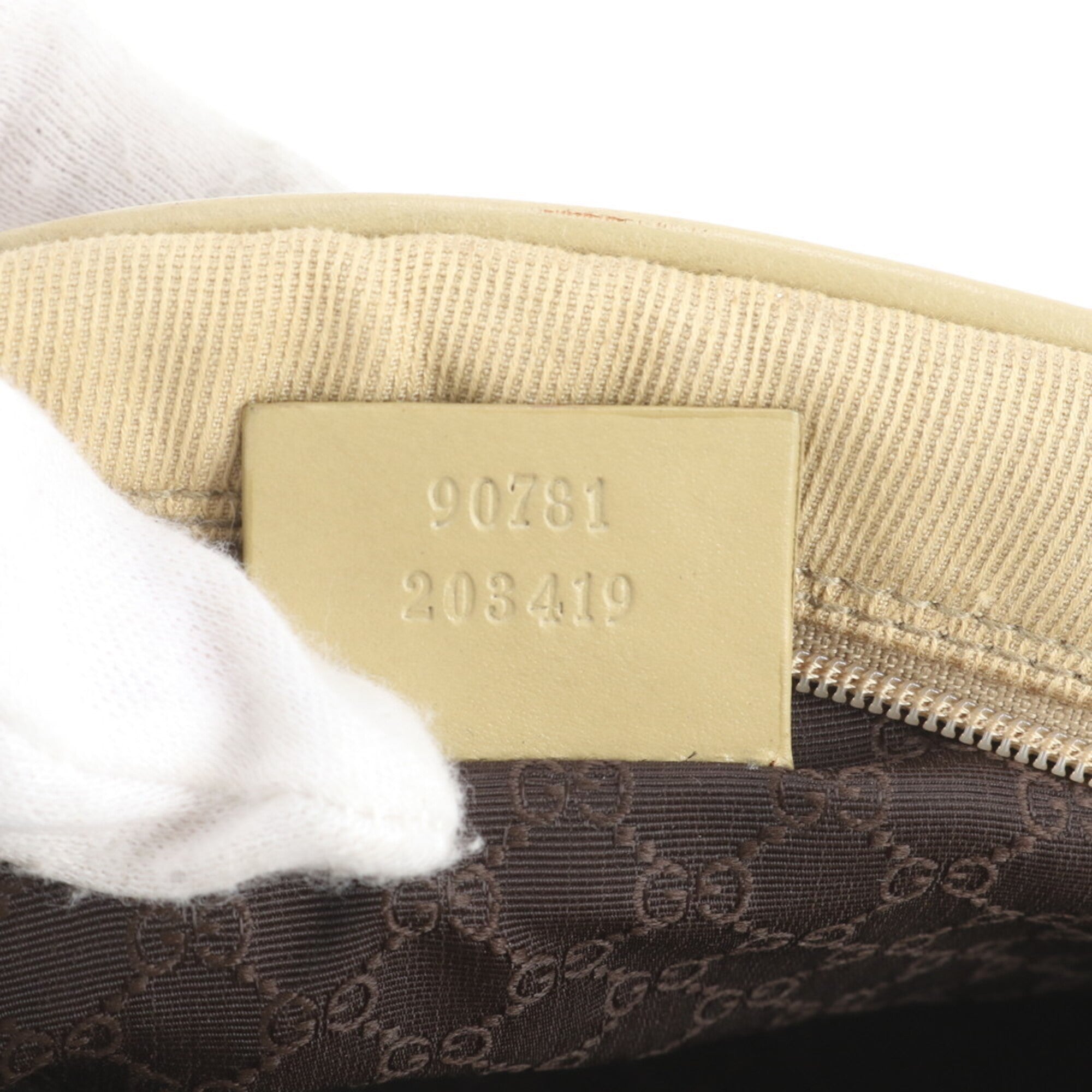 Gucci Beige Leather Canvas Handbag Shoulder Bag (Pre-Owned)
