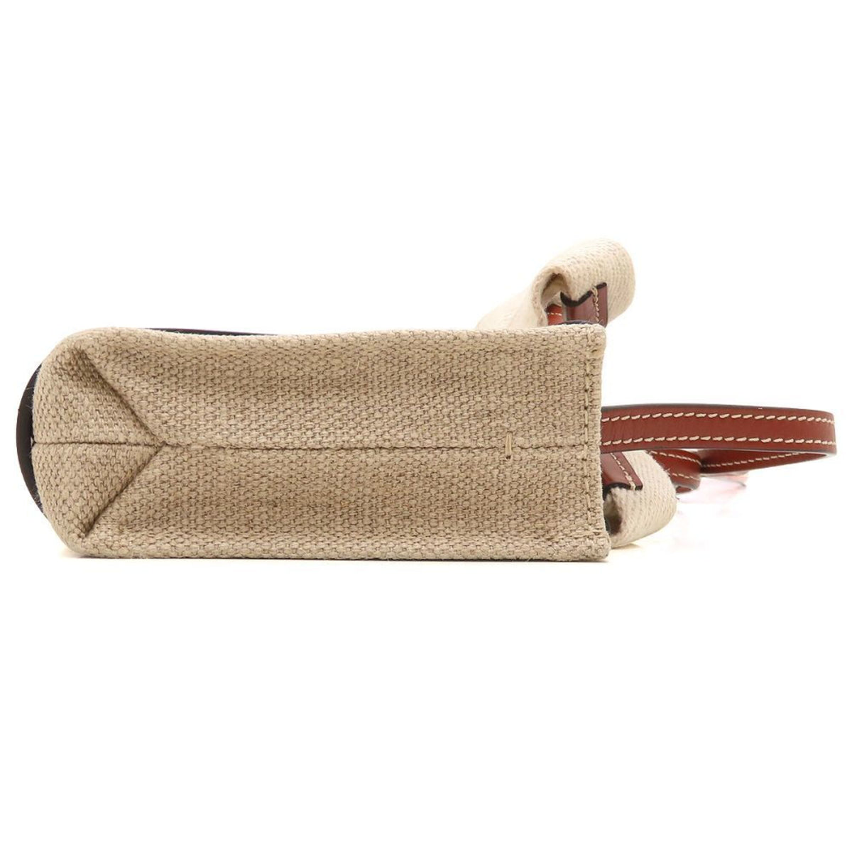 Chloé Brown White Linen Leather Shoulder Bag (Pre-Owned)