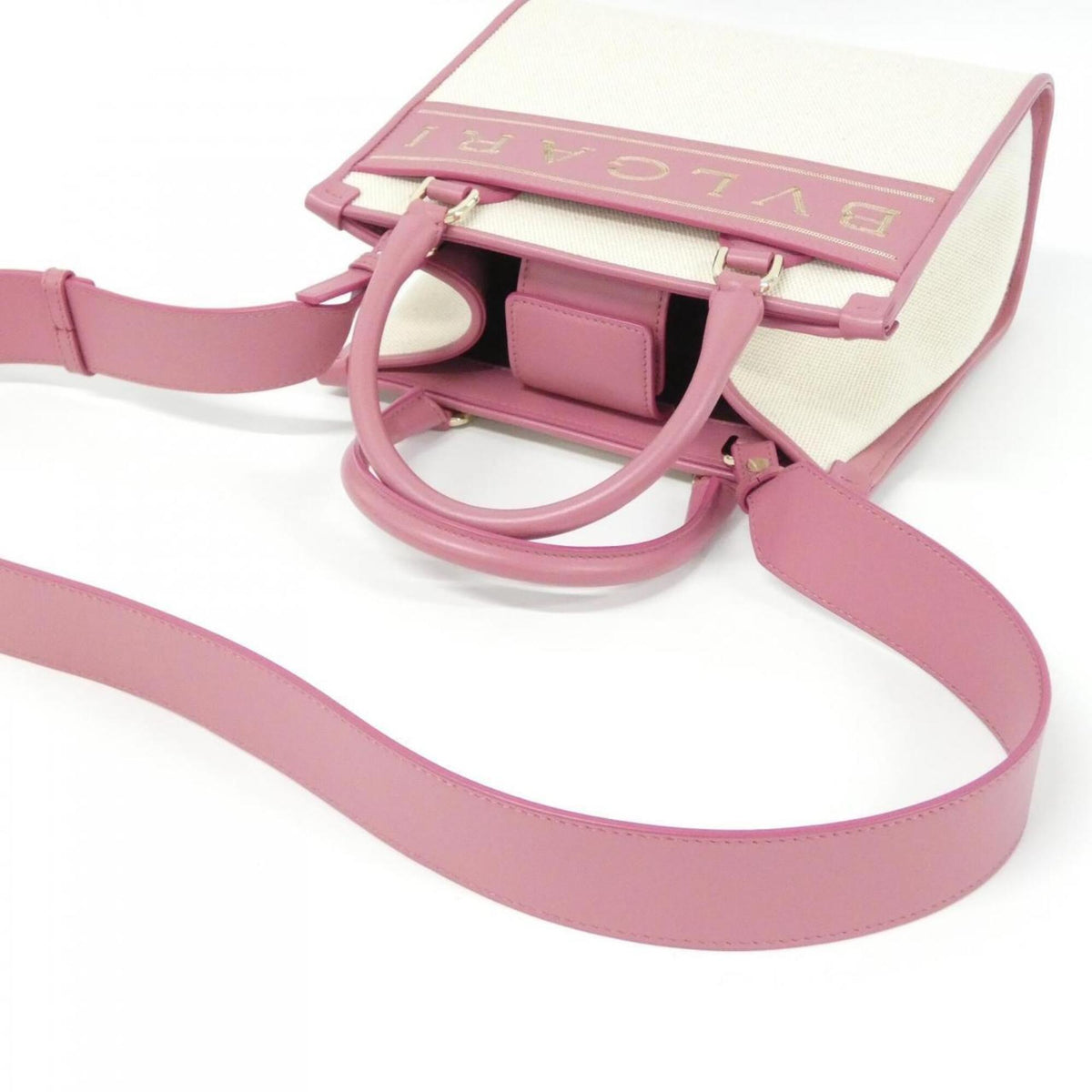 Bvlgari Beige Pink Canvas Handbag (Pre-Owned)