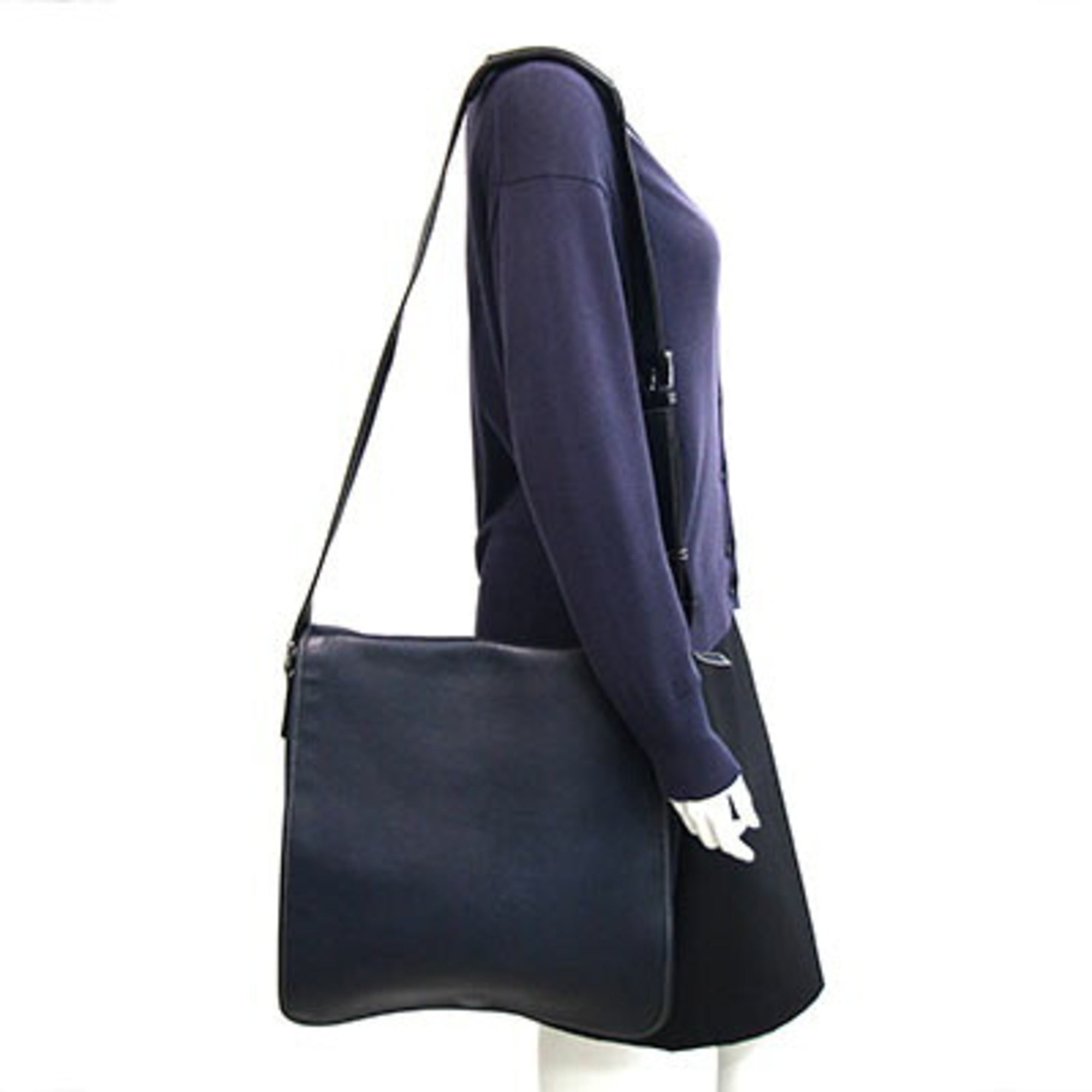 Gucci Navy Leather Handbag Shoulder Bag (Pre-Owned)
