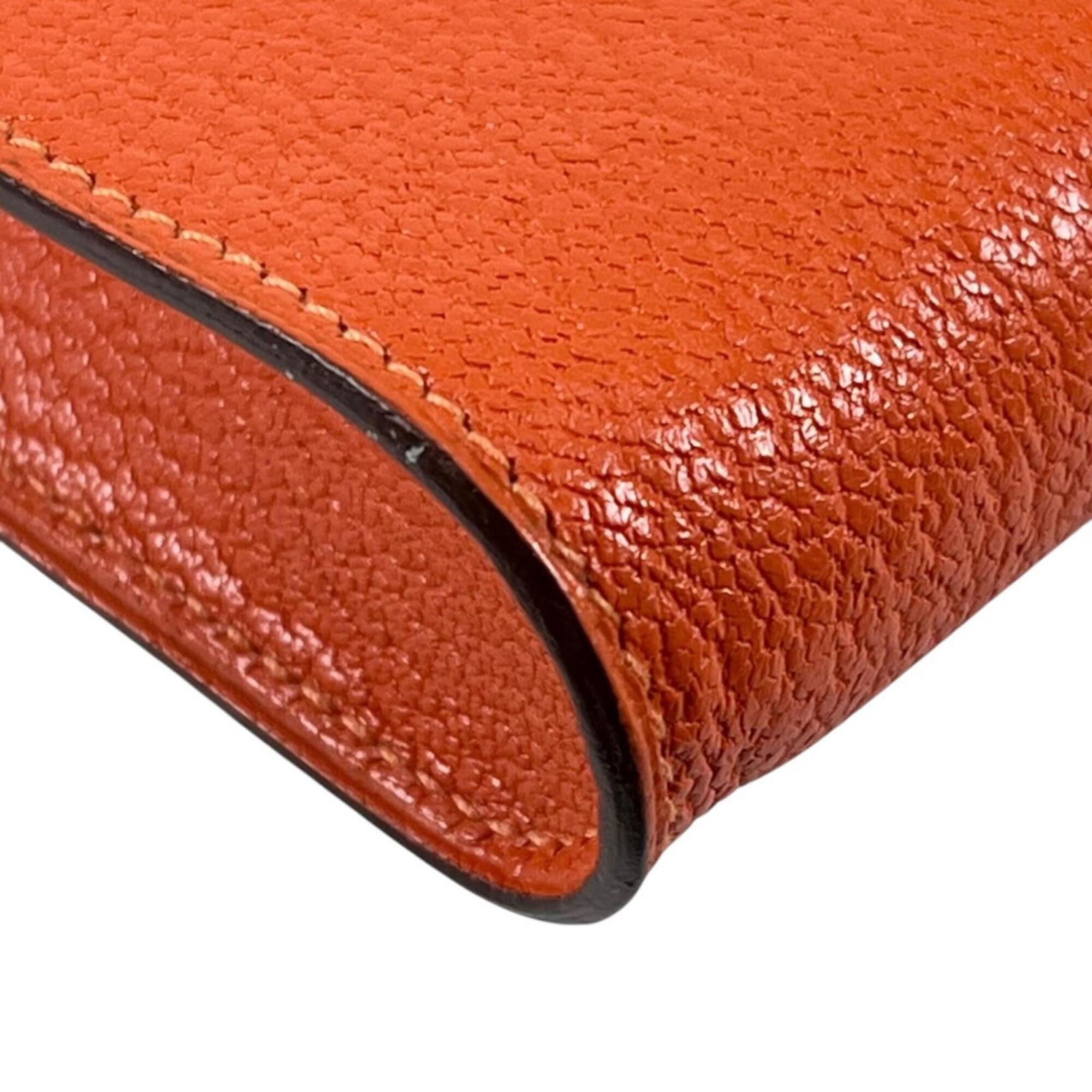 Hermes Orange Chevre Myzore Leather Pouch (Pre-Owned)