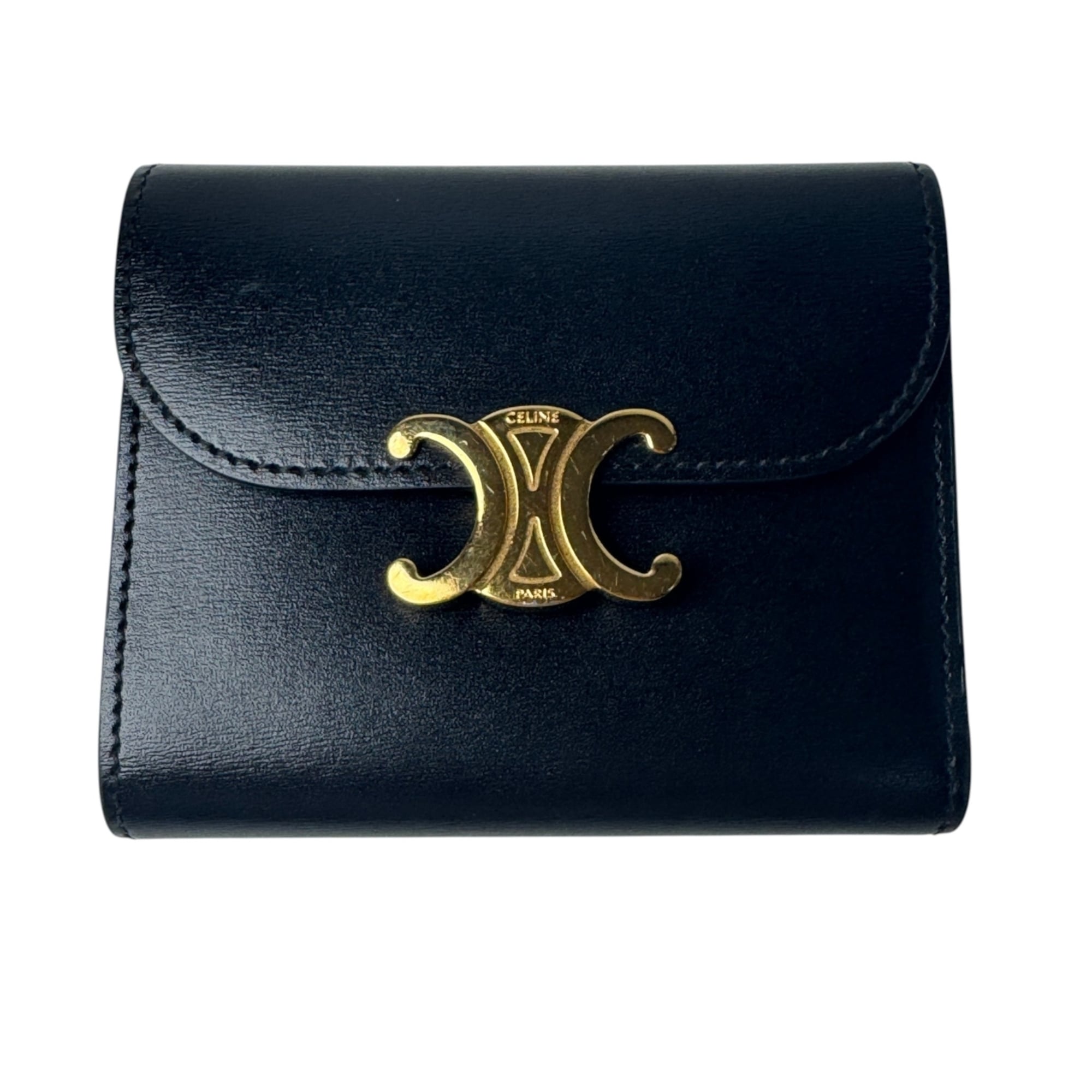 Celine Black Leather Wallet (Tri-Fold) (Pre-Owned)